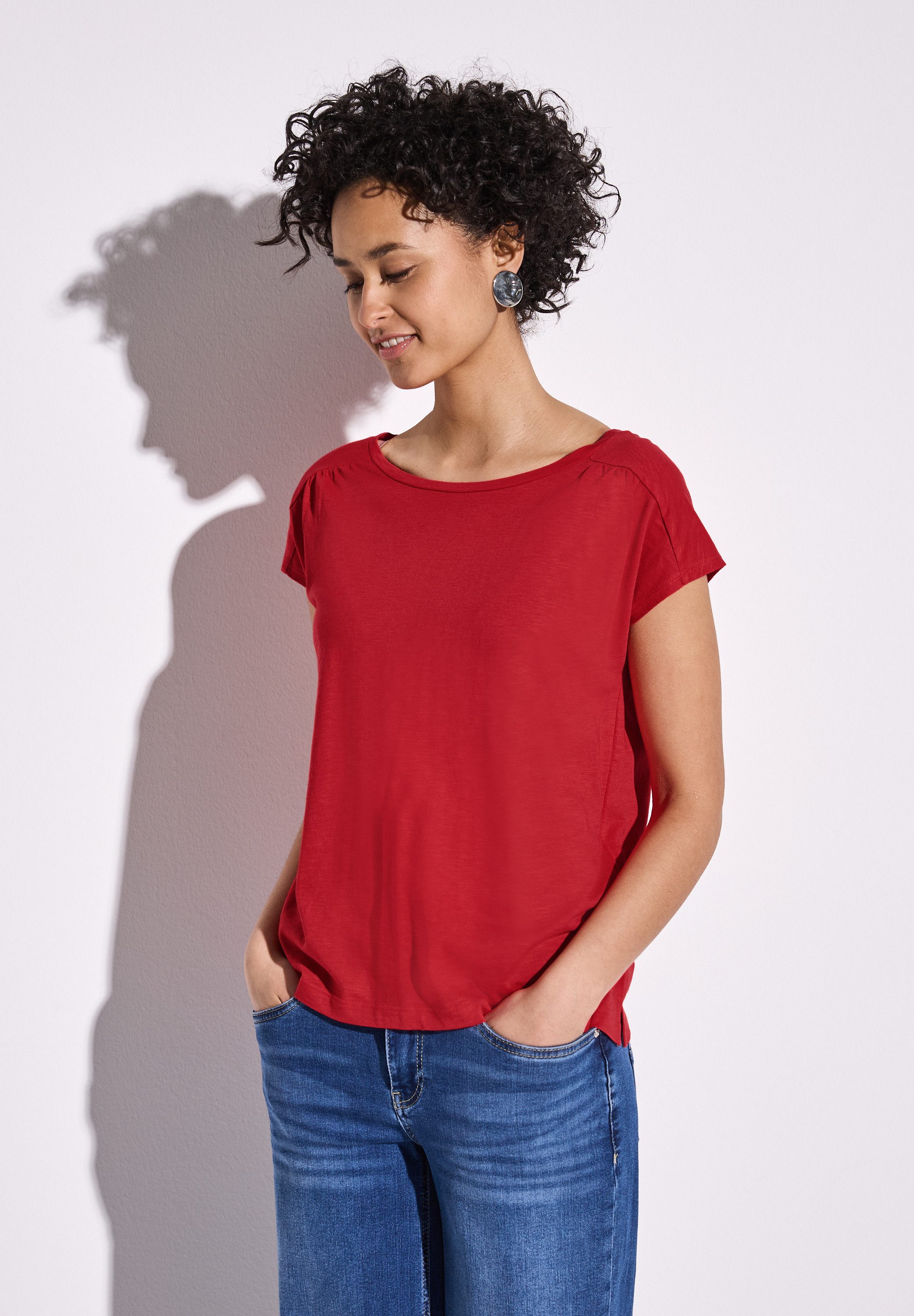 STREET ONE T-Shirt, mit Seitlichen Einschlitzen am Saum günstig online kaufen
