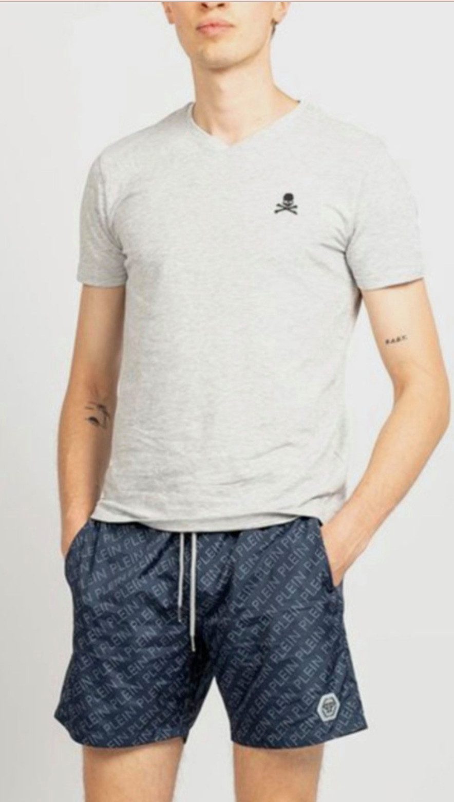 Philip Plein T-Shirt Herren V-Neck Retro Slim fit in bedruckter PP Geschenkbox