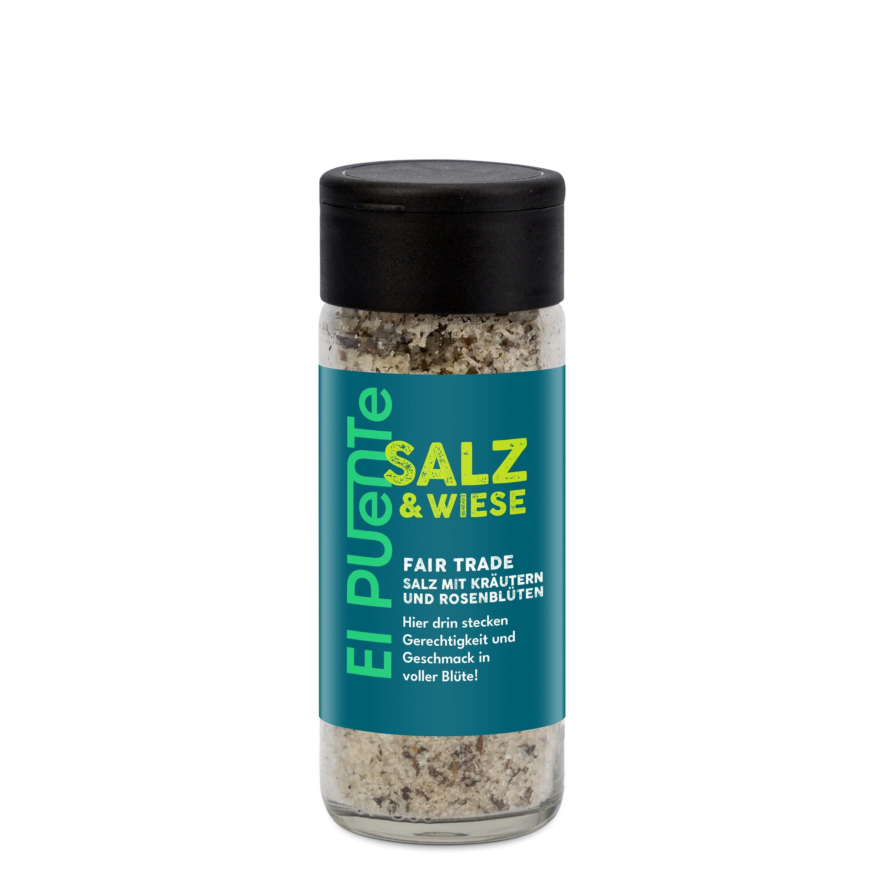 El Puente Gewürz Salz & Wiese Blumiges Kräutersalz im Glas-Streuer, Fair Trade, Vegan, Handmade