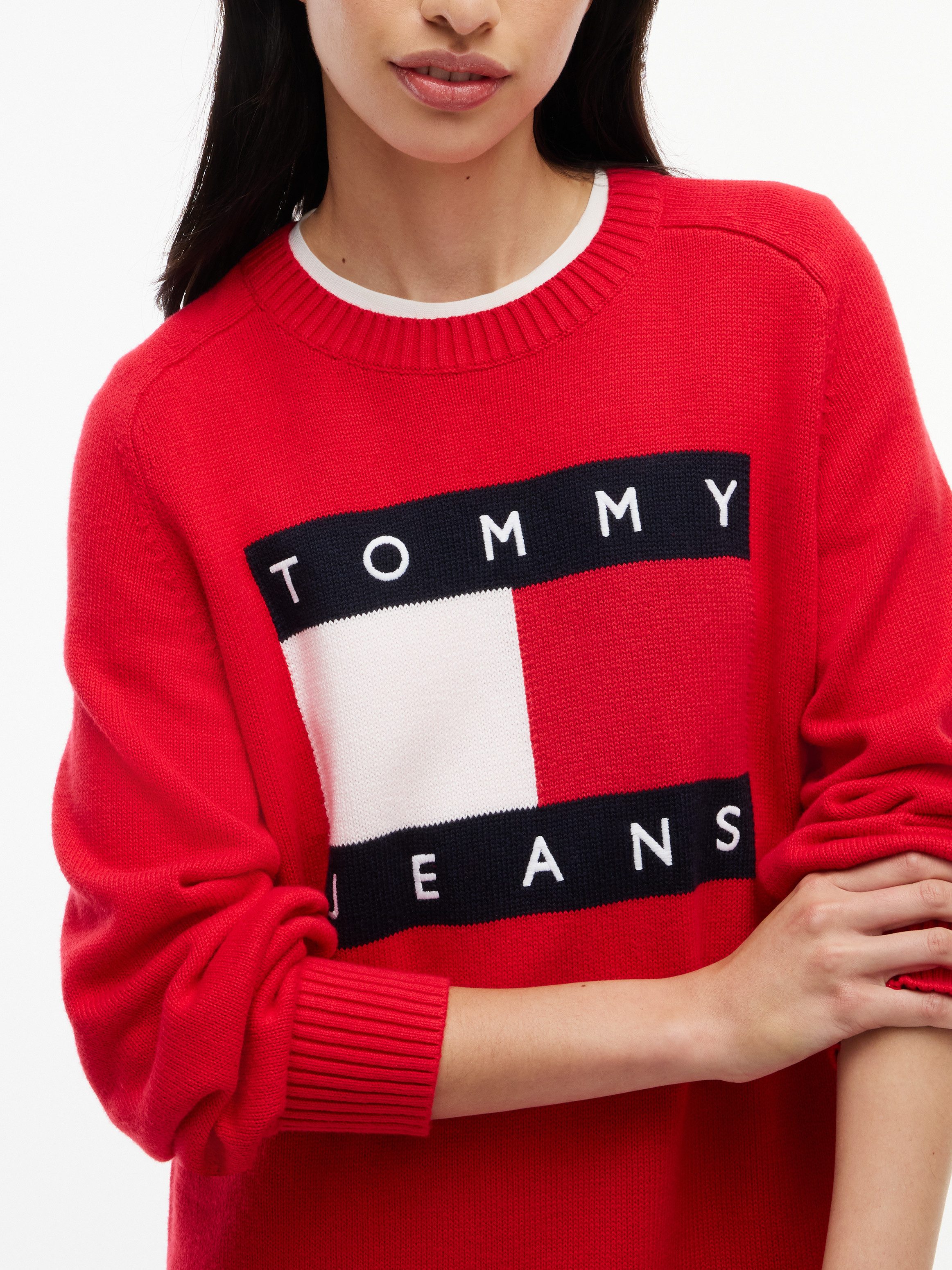 Tommy Jeans Sweatkleid TJW SWEATER FLAG DRESS EXT Baumwollmischung