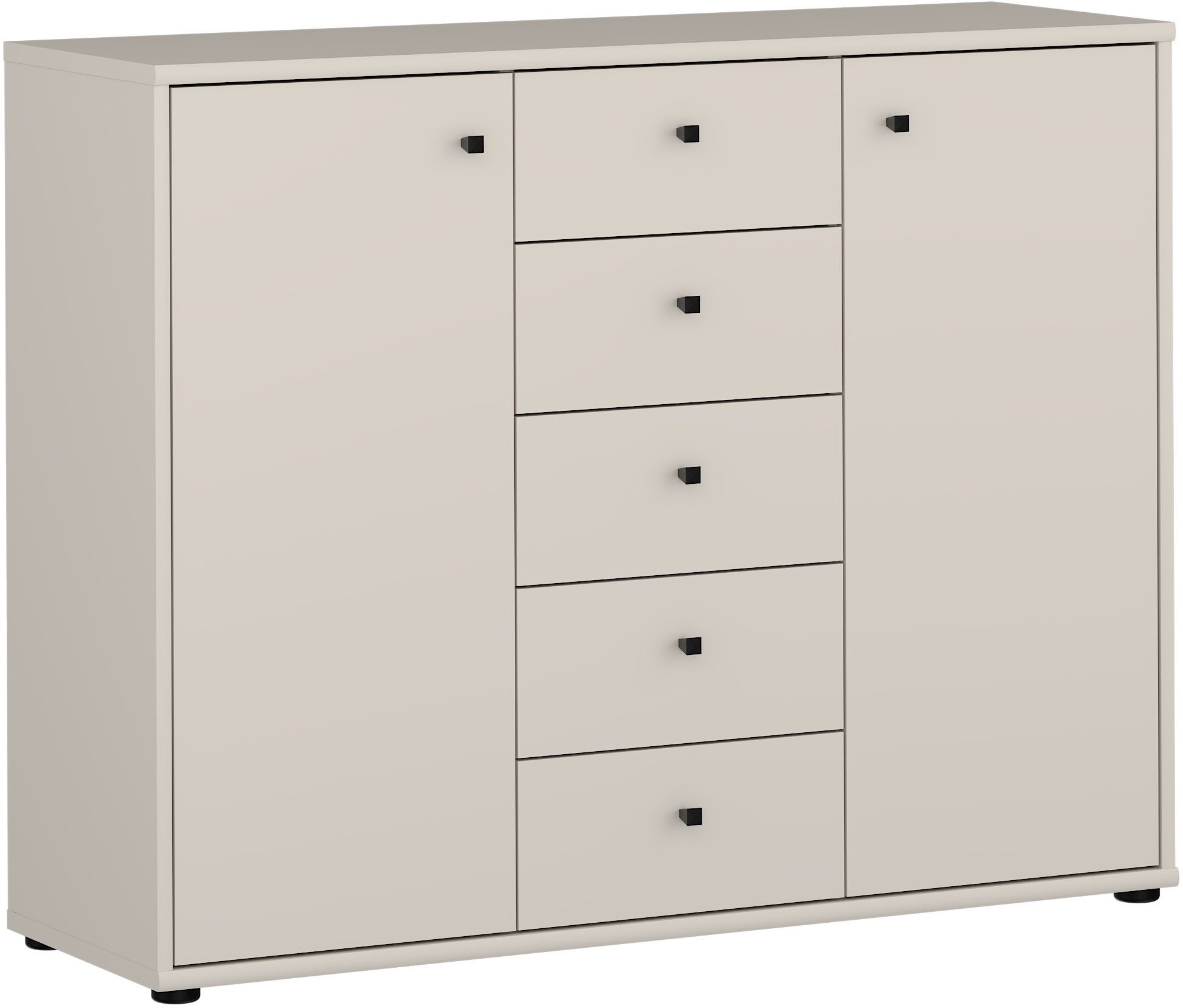 FORTE Kommode Tempra, Kommode, 2 Türen, 5 Schubkästen, viel Stauraum, B/H/T 108,8/85,5/34,8 cm