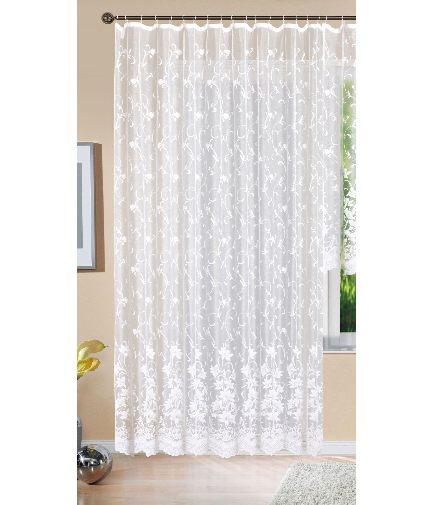 Gardine, Шториbox, Kräuselband (1 St), transparent, Jacquard, Store Langstore Jacquard Koblenz Voile 13146