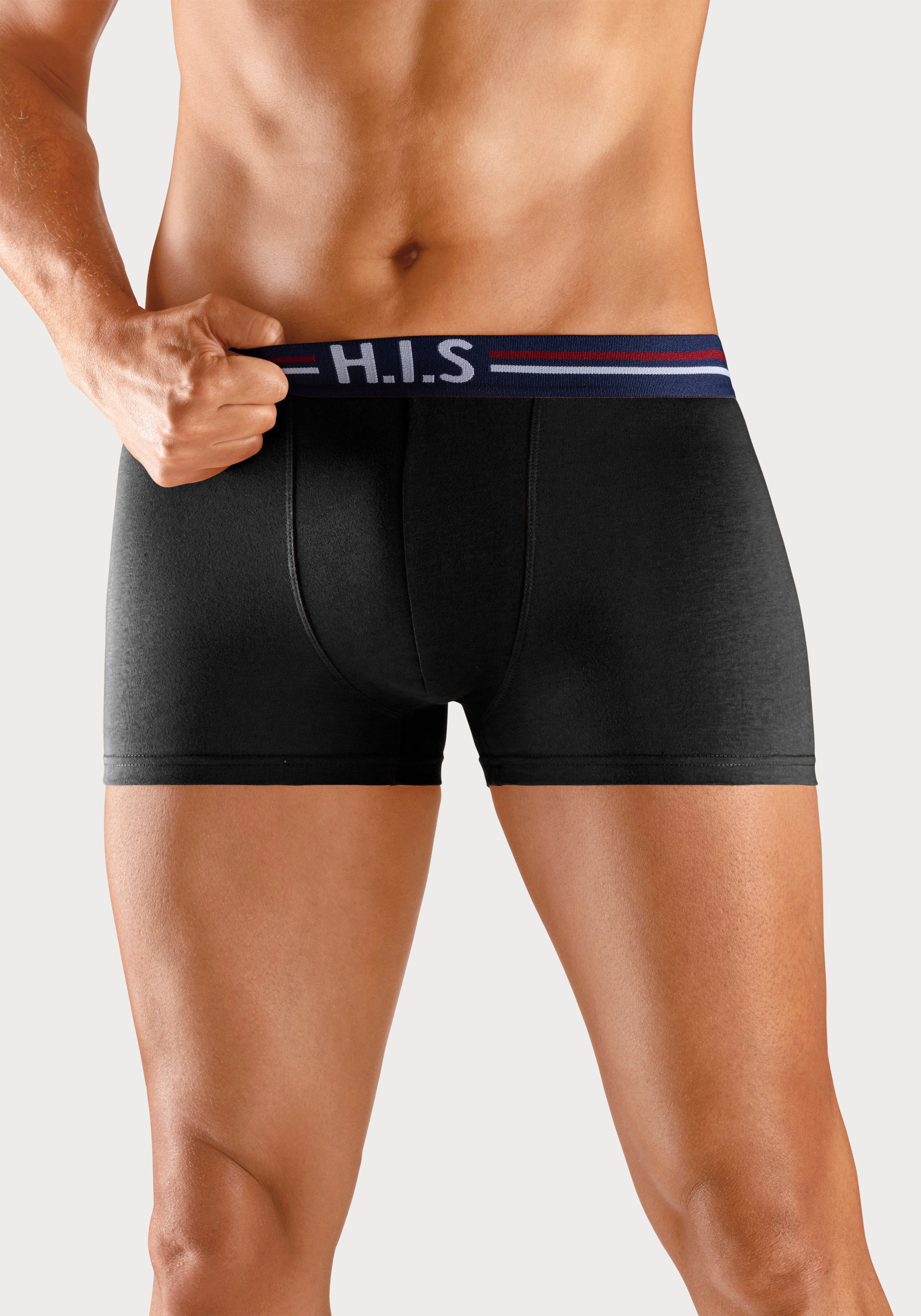 (Packung, mit 5-St) im Streifen Markenlogo H.I.S Boxer schwarz Bund und