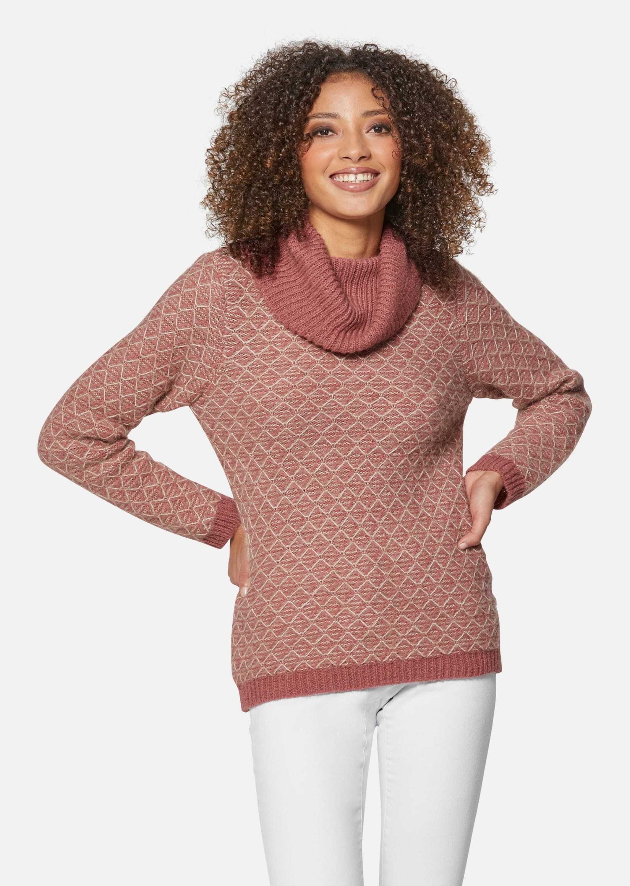 Strickpullover Pullover mit großem Capouchonkragen