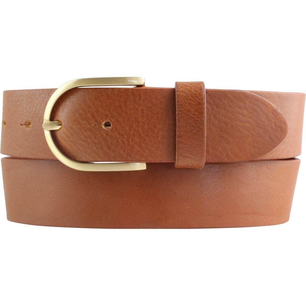 BELTINGER Ledergürtel Damen-Gürtel aus Vollrindleder 4 cm - Jeans-Gürtel für Damen 40mm - Vo Tabac, Gold