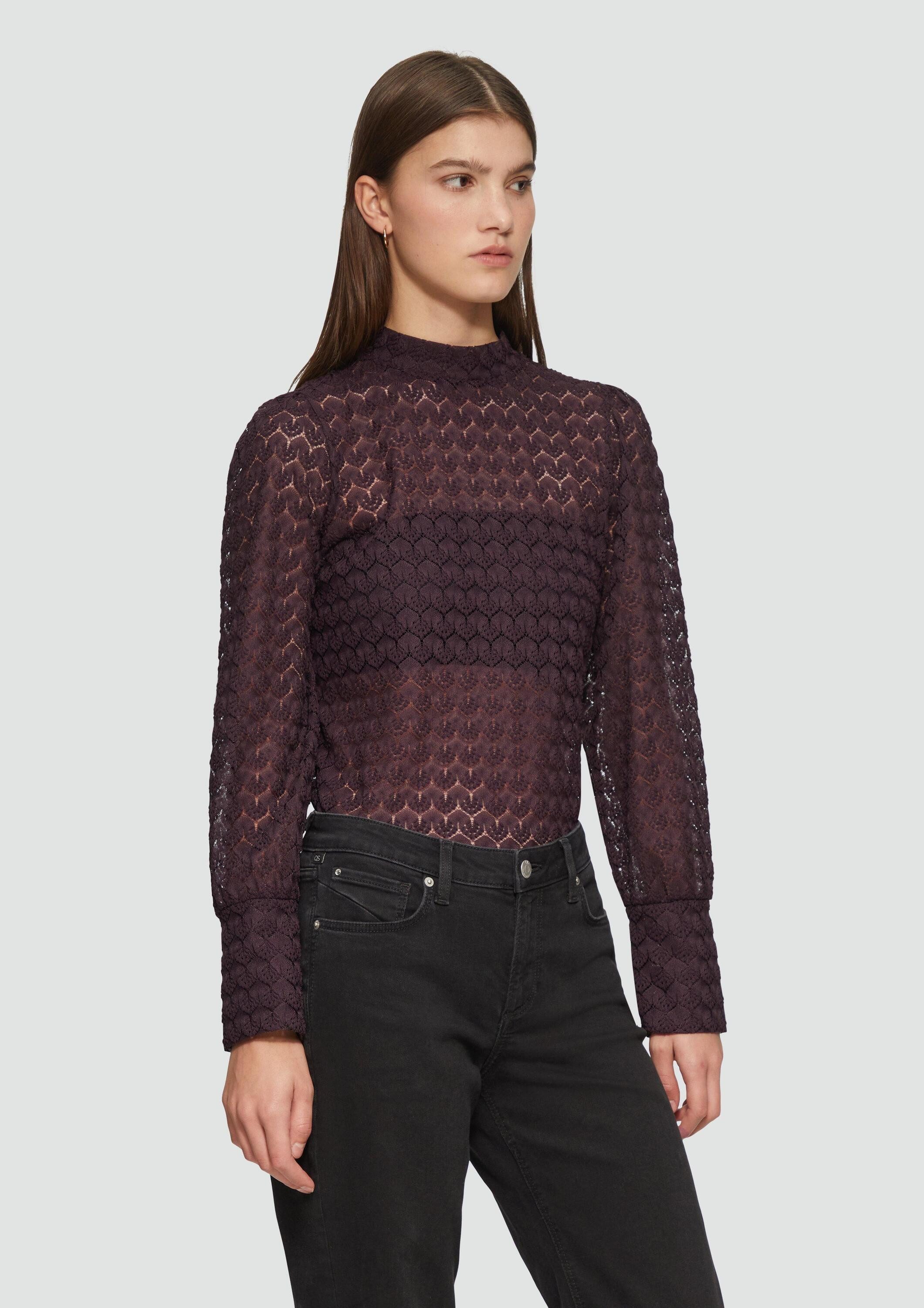 QS Langarmshirt T-Shirt Transparentes Spitzen-Shirt mit günstig online kaufen
