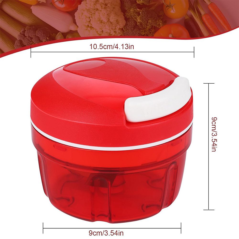 TUWENA Gemüsehacker GemüSeschneider, 300ML Manuell Zwiebel Zerkleinerer mit Seilzug, Für Chili/Zwiebeln/Gemüse/Nüsse/Fleisch/Knoblauch/Püree-Lebensmittel