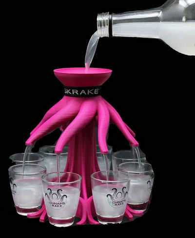 Schnapskrake Schnapsglas Shotverteiler Getränkeverteiler 8 Gläser á 3cl Partygag Pink, Kunststoff