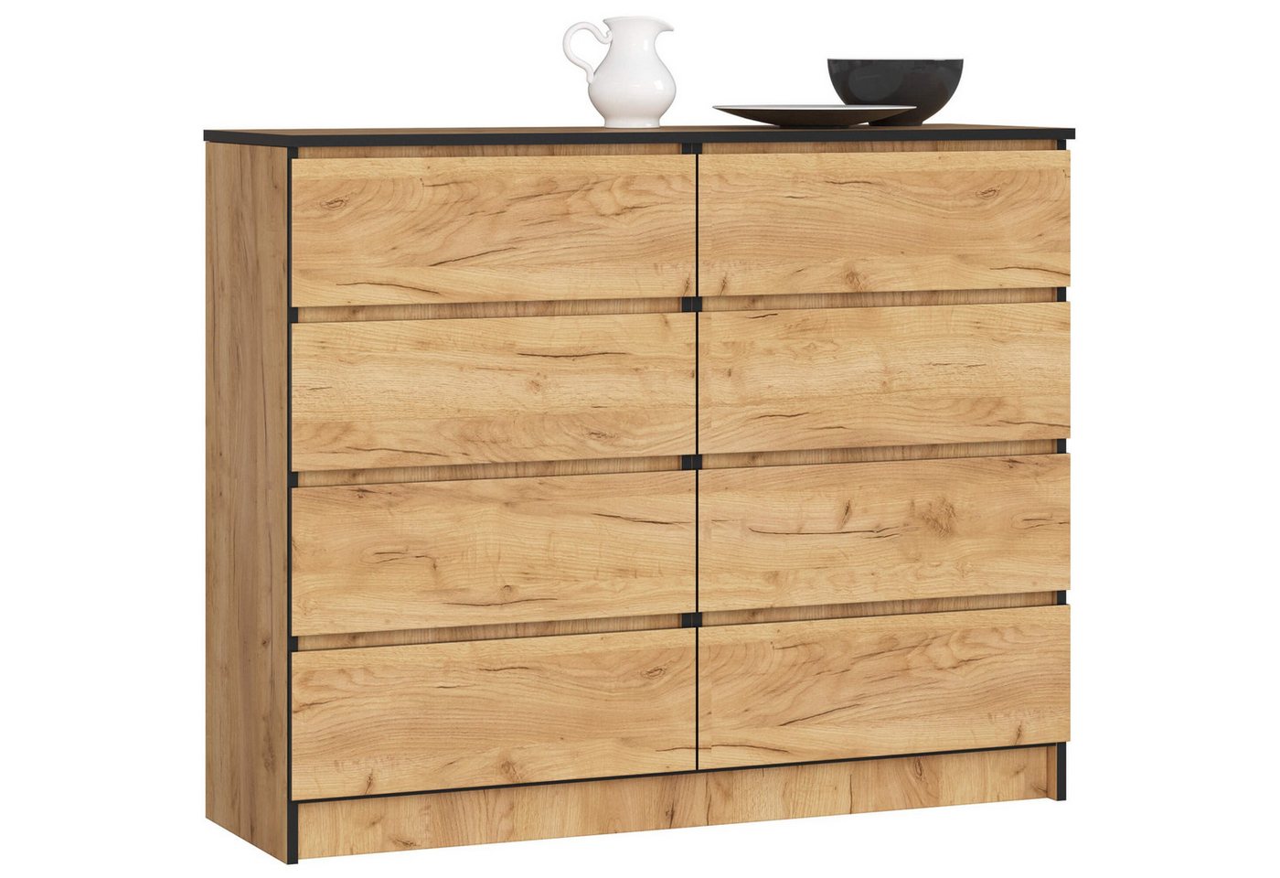 Raumhirsch Furniture Kommode mit 8 Schubladen 120 cm breit Holz Schrank, (viele Farbvarianten - Maße: 120 x 99 x 40 cm) - Hochwertig & stabil