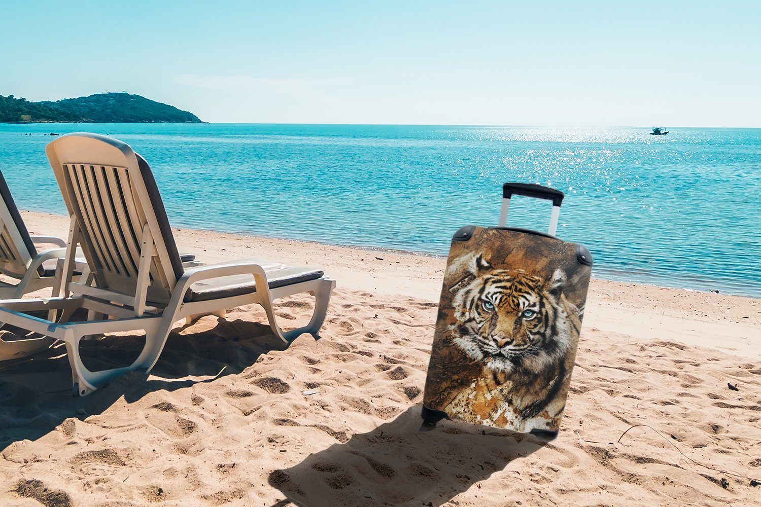 Tiger Gemälde Trolley, Kopf, MuchoWow Handgepäck - - Ferien, Handgepäckkoffer Reisetasche Rollen, mit Reisekoffer rollen, für 4