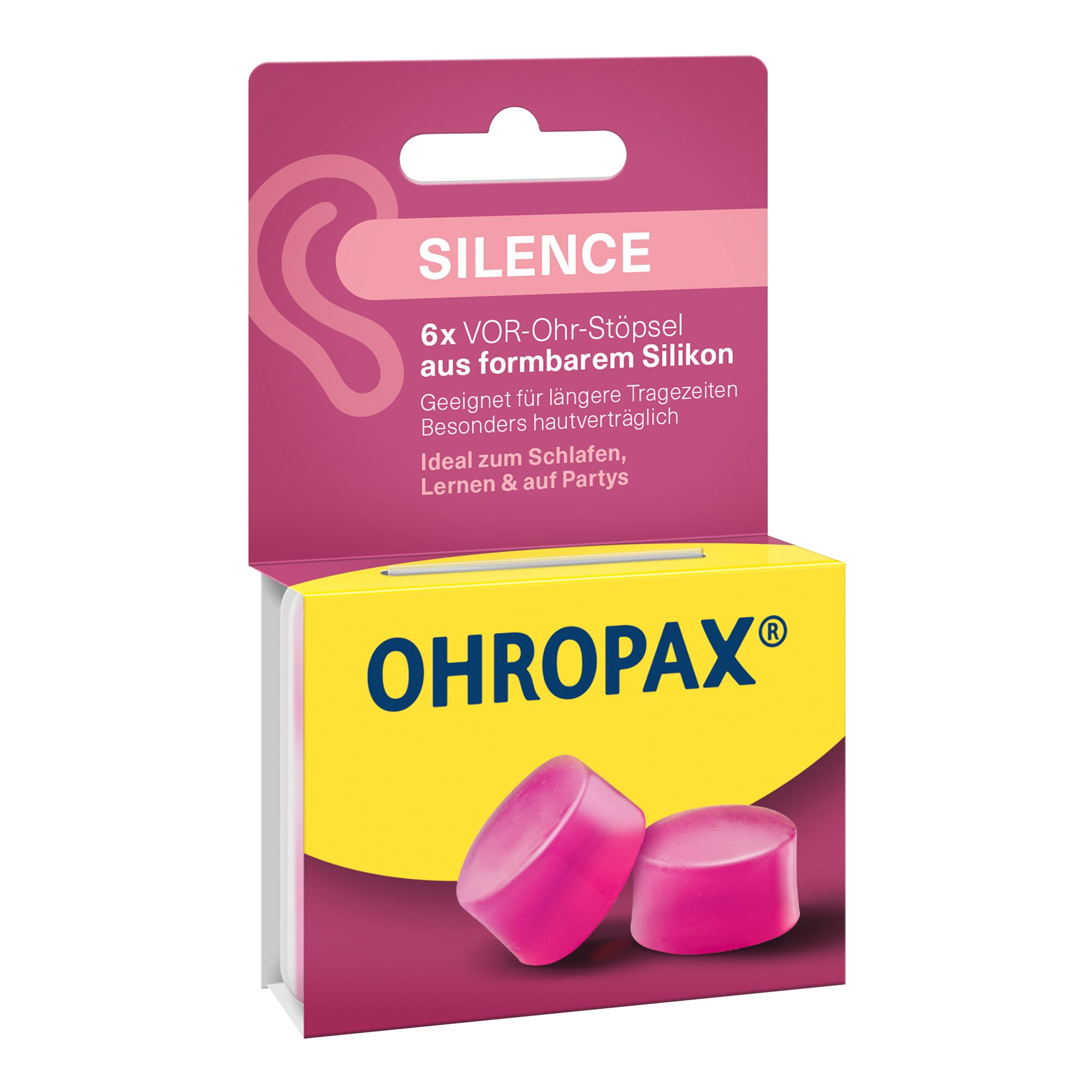 OHROPAX Gehörschutzstöpsel OHROPAX Silence Ohrstöpsel 6 – Wiederverwendbares Silikon