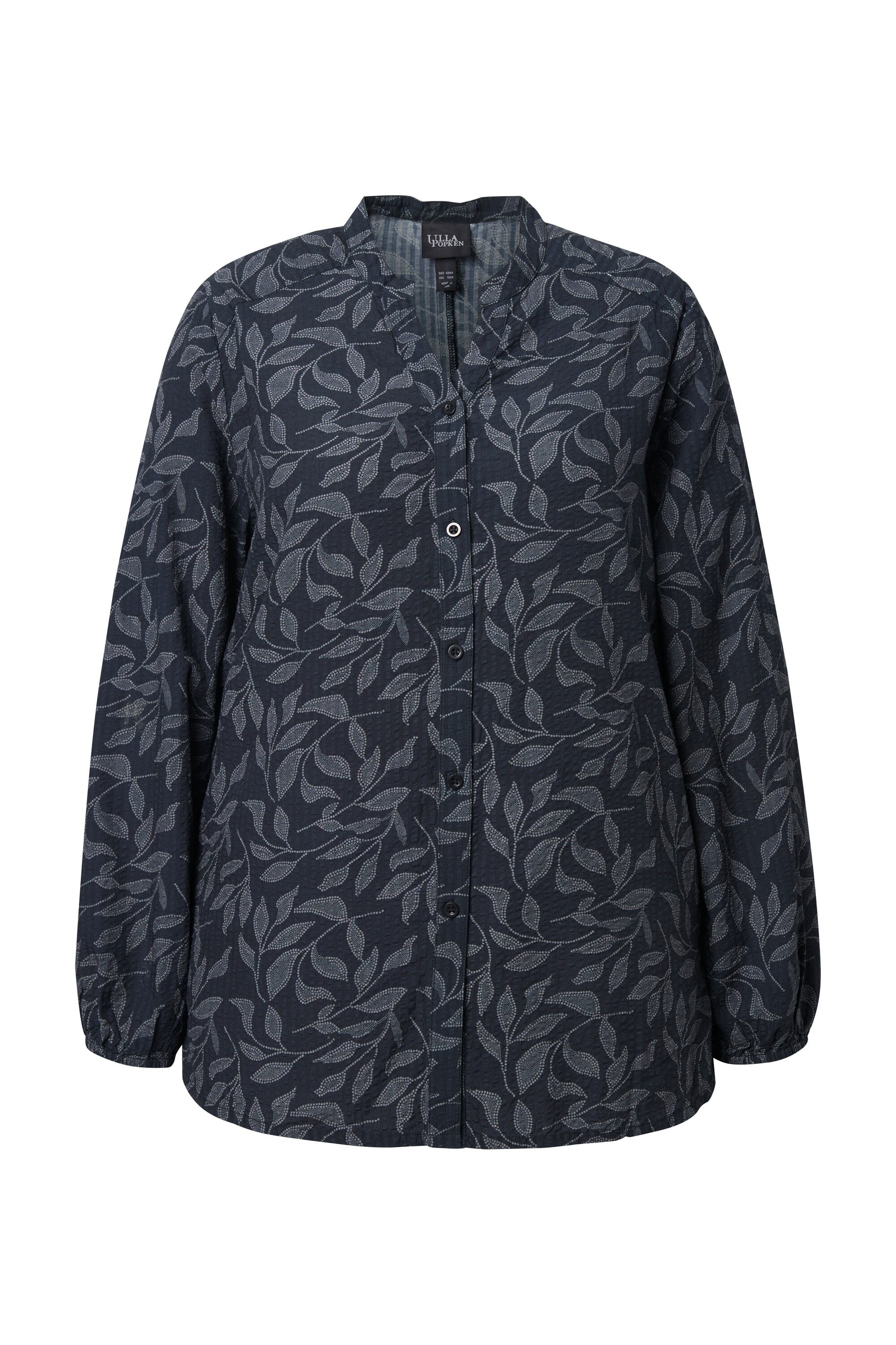 Ulla Popken Satinbluse Bluse Cupromix Blätter günstig online kaufen
