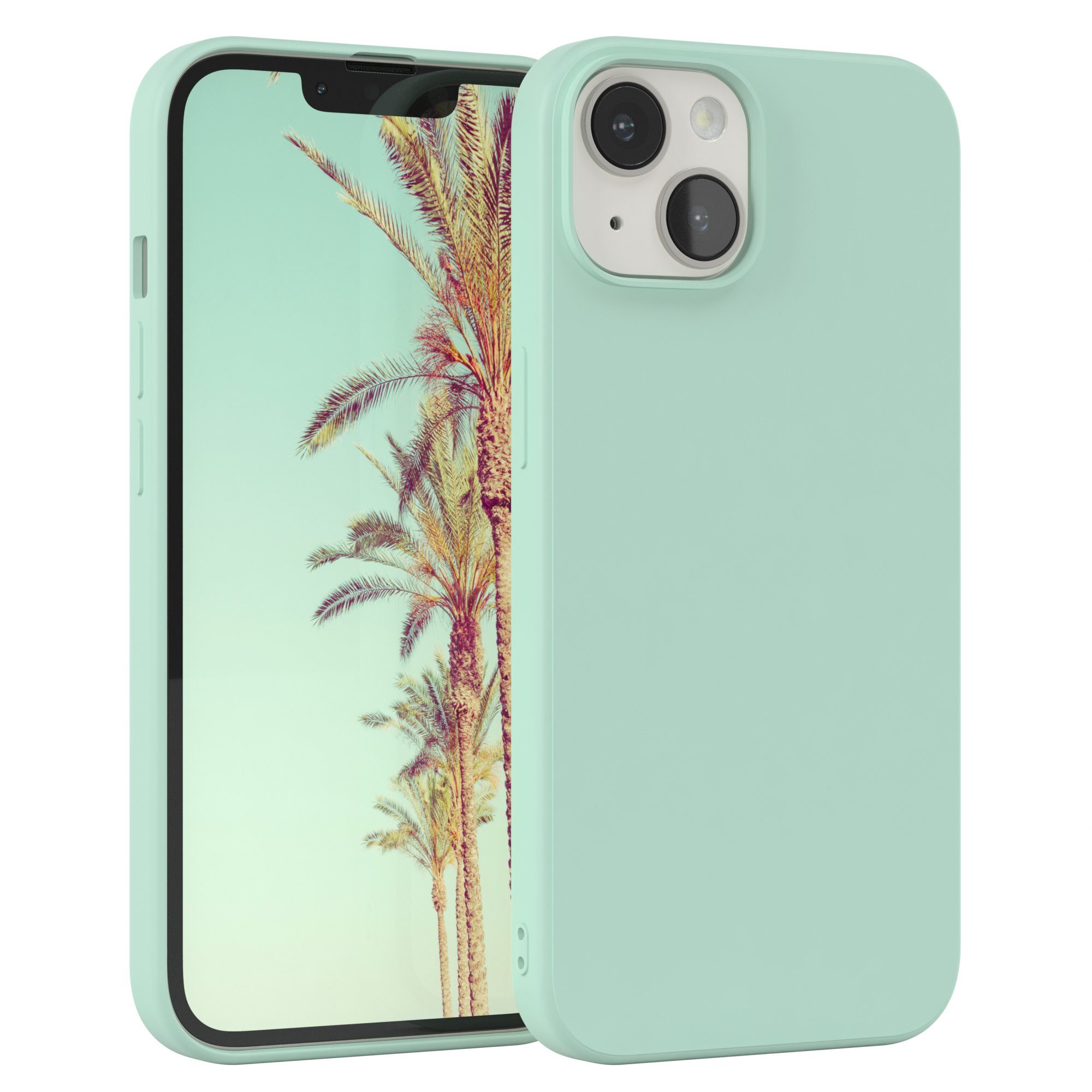 EAZY CASE Handyhülle für Apple iPhone 14 Hülle Silikon 6,1 Zoll, Hülle Silikon kratzfest Smart Slimcover Bumper Case Etui Mint Grün
