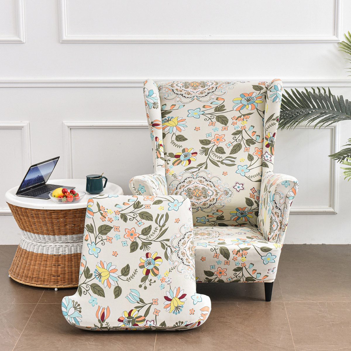 Zyronn Sesselhusse 2-Teilig Ohrensessel Überzug, Sessel-Überwürfe Ohrensessel, Elastisch, Sofa Armlehnenbezüge Schonbezug Hussen für Lesesessel Relaxsessel – Bild 5 von 5