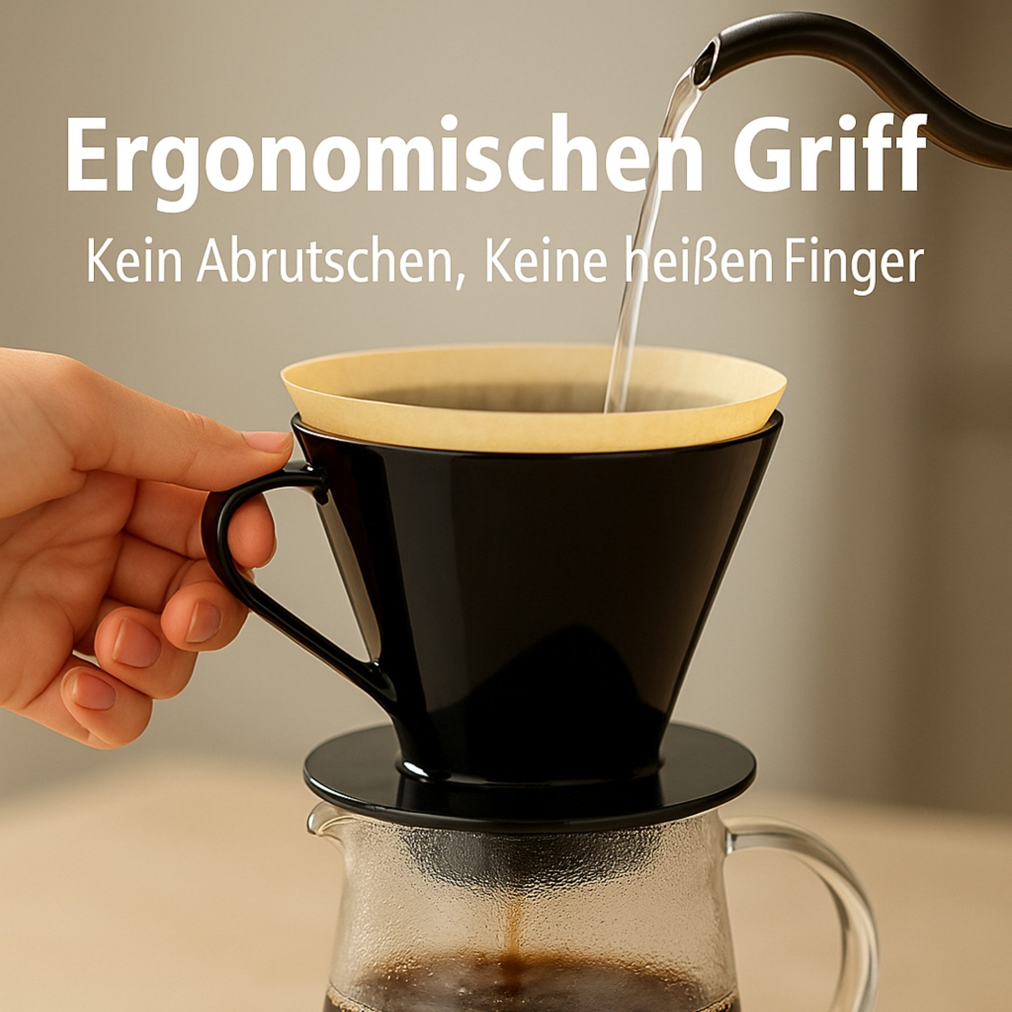 Thiru Permanentfilter Kaffeefilterhalter - für Filtergröße 4 - Handaufguss leicht gemacht