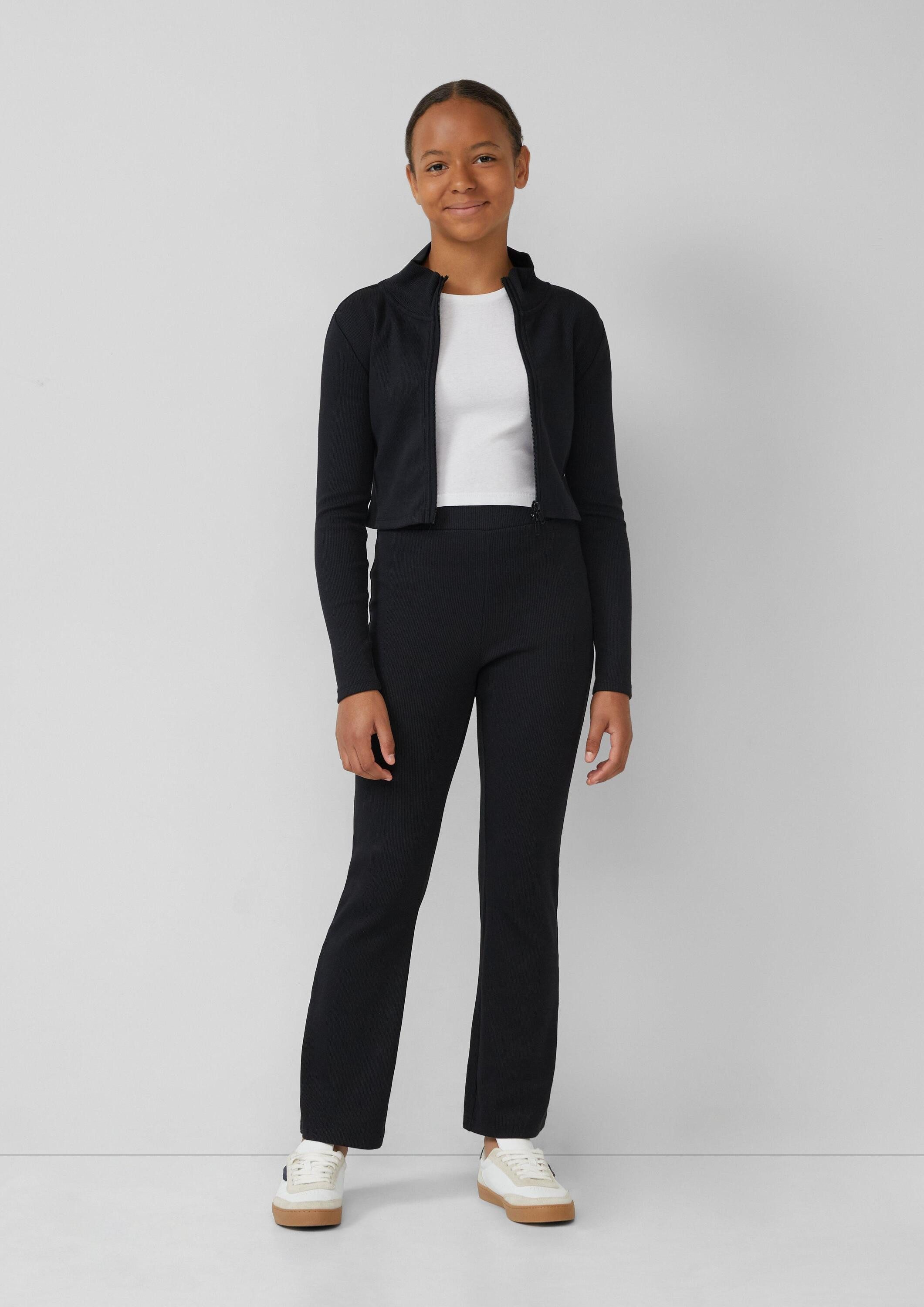 s.Oliver Sweatjacke Sweatshirt Jacke Kurze Sweatjacke im Slim Fit aus Rippware