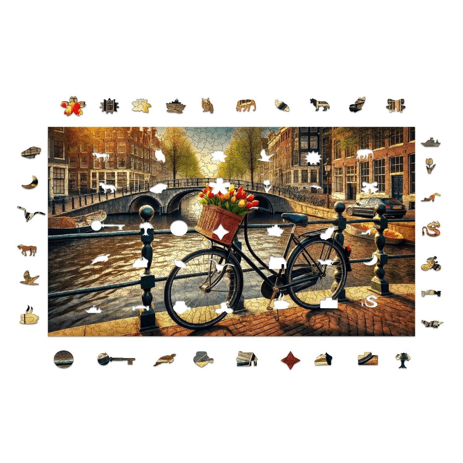 MagicHolz Puzzle Fahrrad in Amsterdam Holzpuzzle (2D), 1000 Puzzleteile