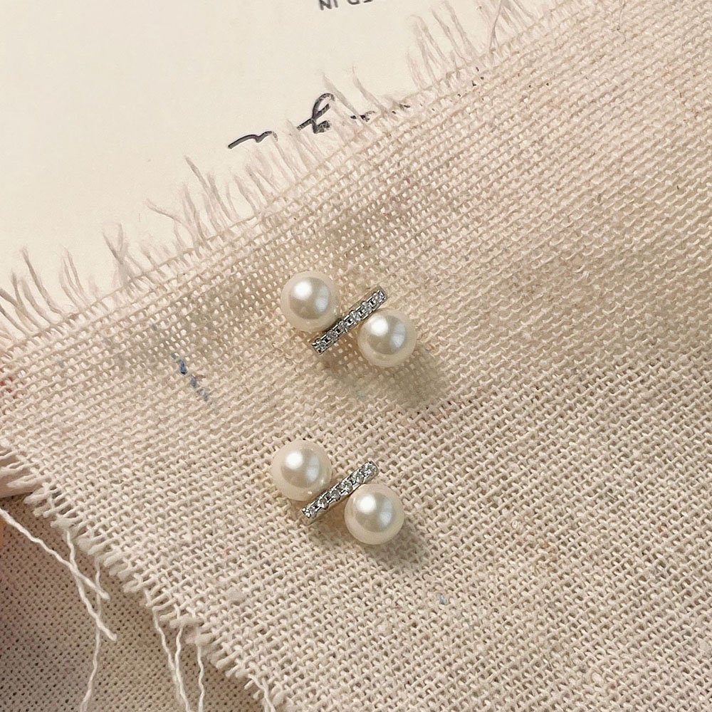 und POCHUMIDUU Frauen Sterling Geschenke Paar Diamant-Perlen-Ohrstecker (2-tlg), Mädchen Silber für Ohrhänger 925 und