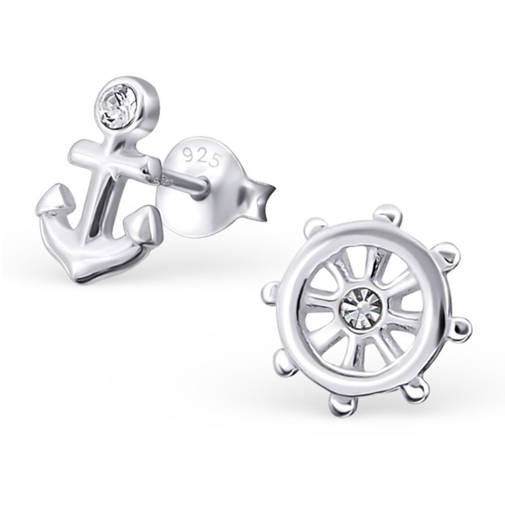 Ohrring-Set Ohrstecker Anker & Steuerrad aus 925 Silber Damen