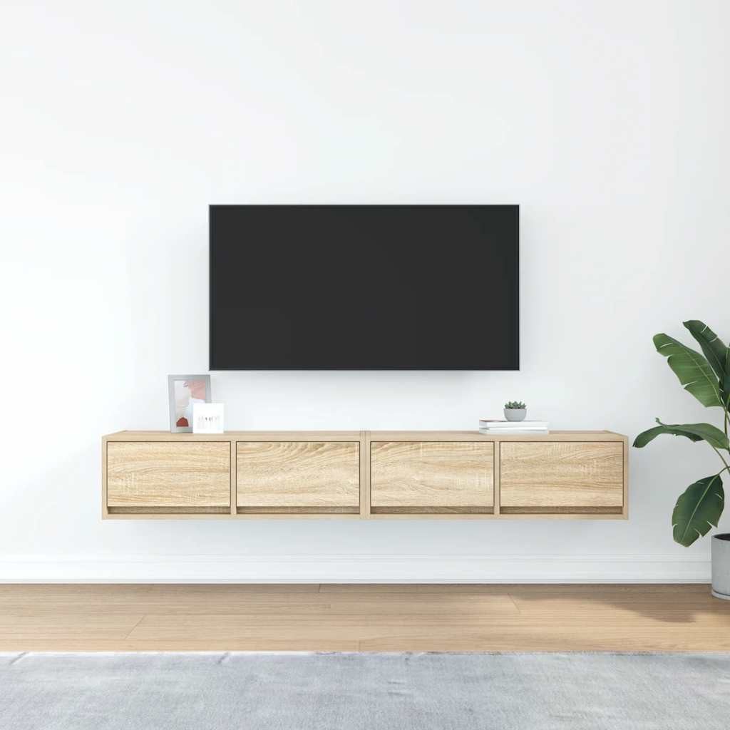 vidaXL TV-Schrank TV-Schränke 2 Stk. Sonoma-Eiche 80x31x25,5 cm Holzwerkstoff (2-St)