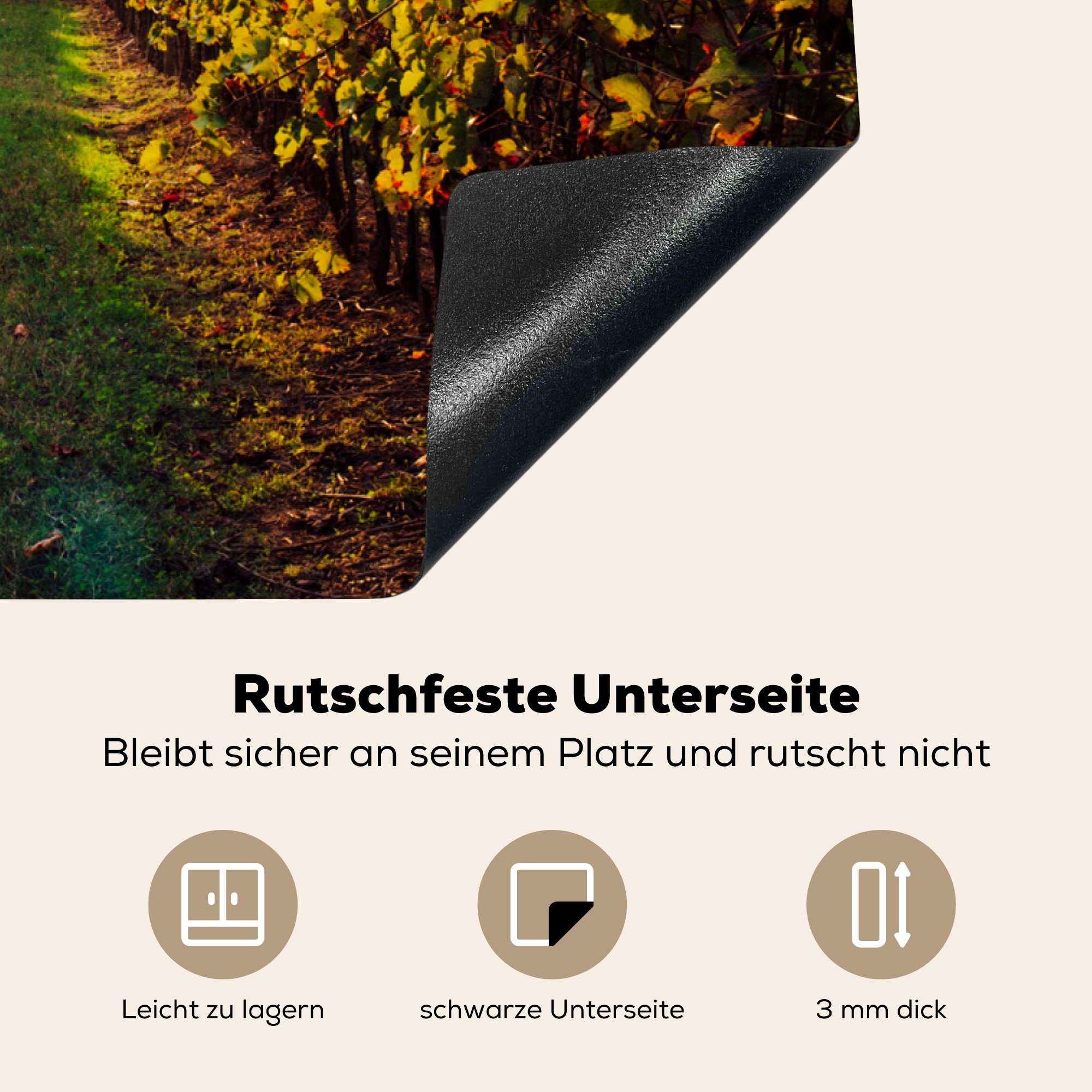 MuchoWow Herdblende-/Abdeckplatte Toskana - Landschaft Vinyl, küche, - Schutz cm, Ceranfeldabdeckung tlg), (1 Weinberge, die 81x52 für Induktionskochfeld