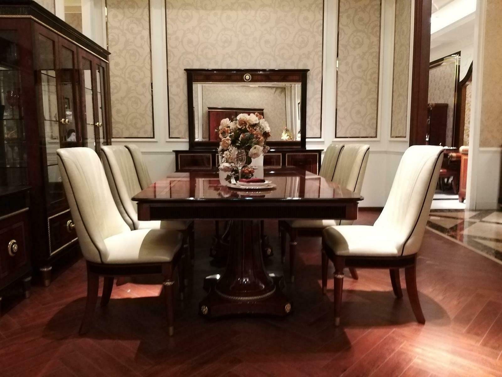 JVmoebel Essgruppe, Königlicher Esstisch + 6x Stühle Komplettes Esszimmer Tisch