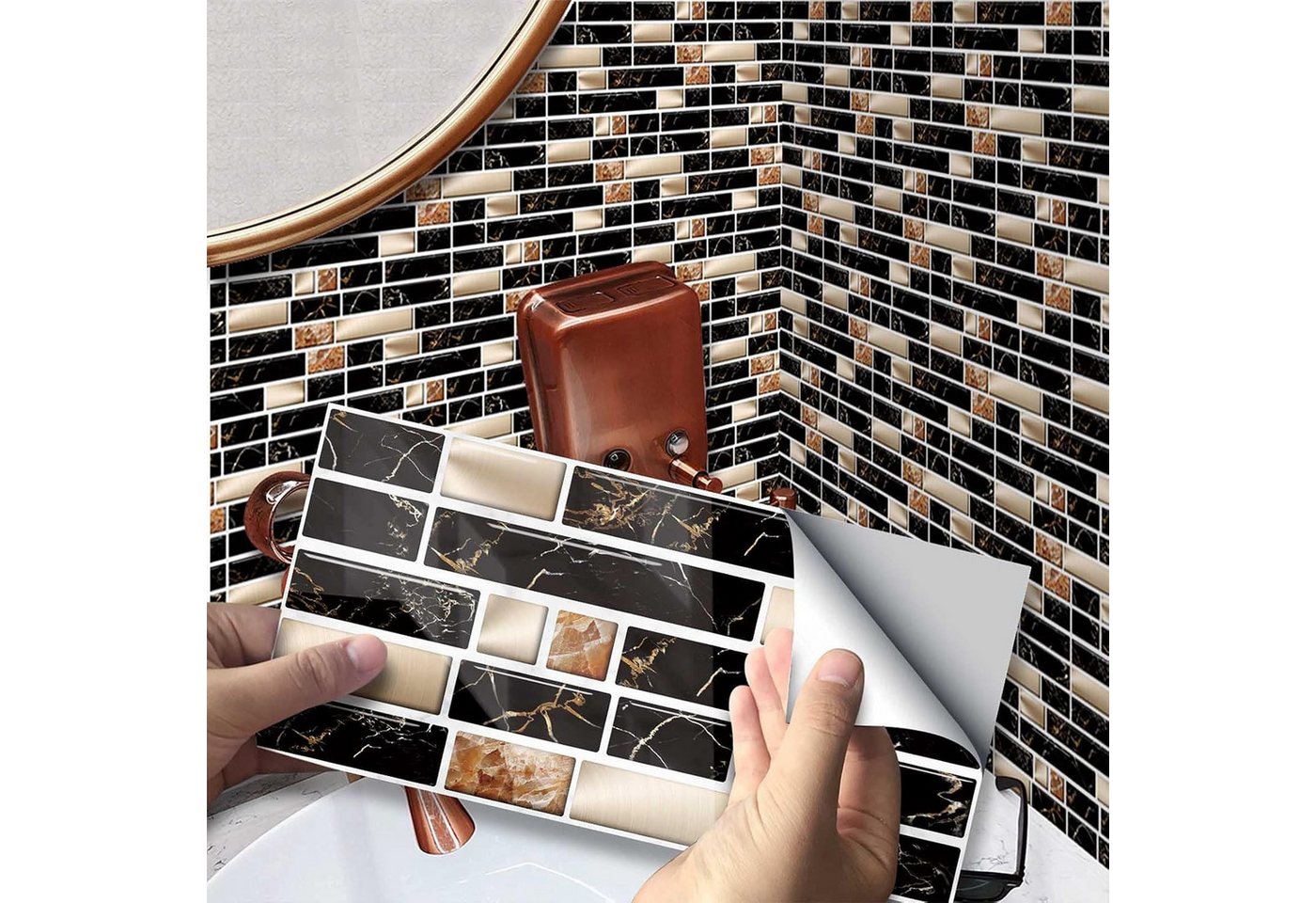 Thumbnail - RWEUOQ Fliesenaufkleber Wandsticker Fliesenaufkleber Texturierte Wandtattoo 20*10cm 60PCS (60 St., Wasserdicht ölbeständ...