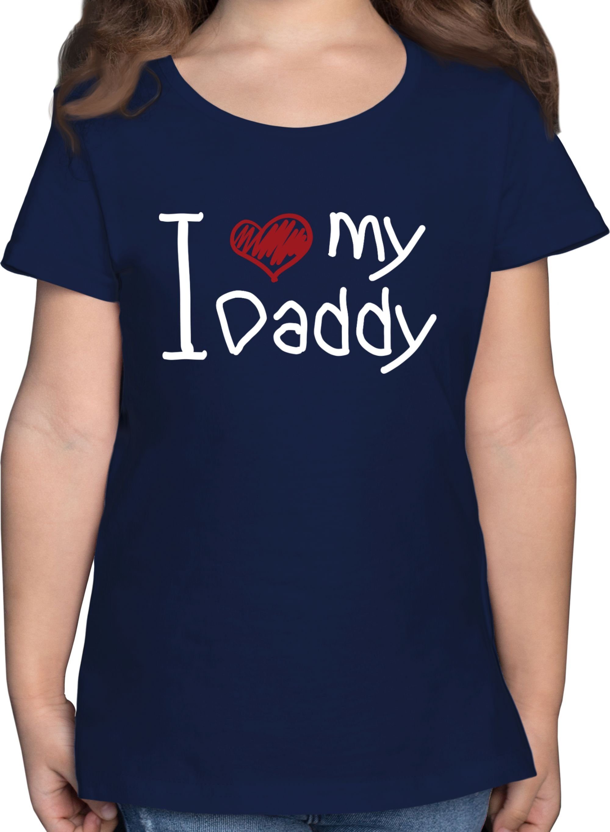 Shirtracer T-Shirt I love my Daddy quer weiß Vatertag Geschenk für Papa 2 Dunkelblau