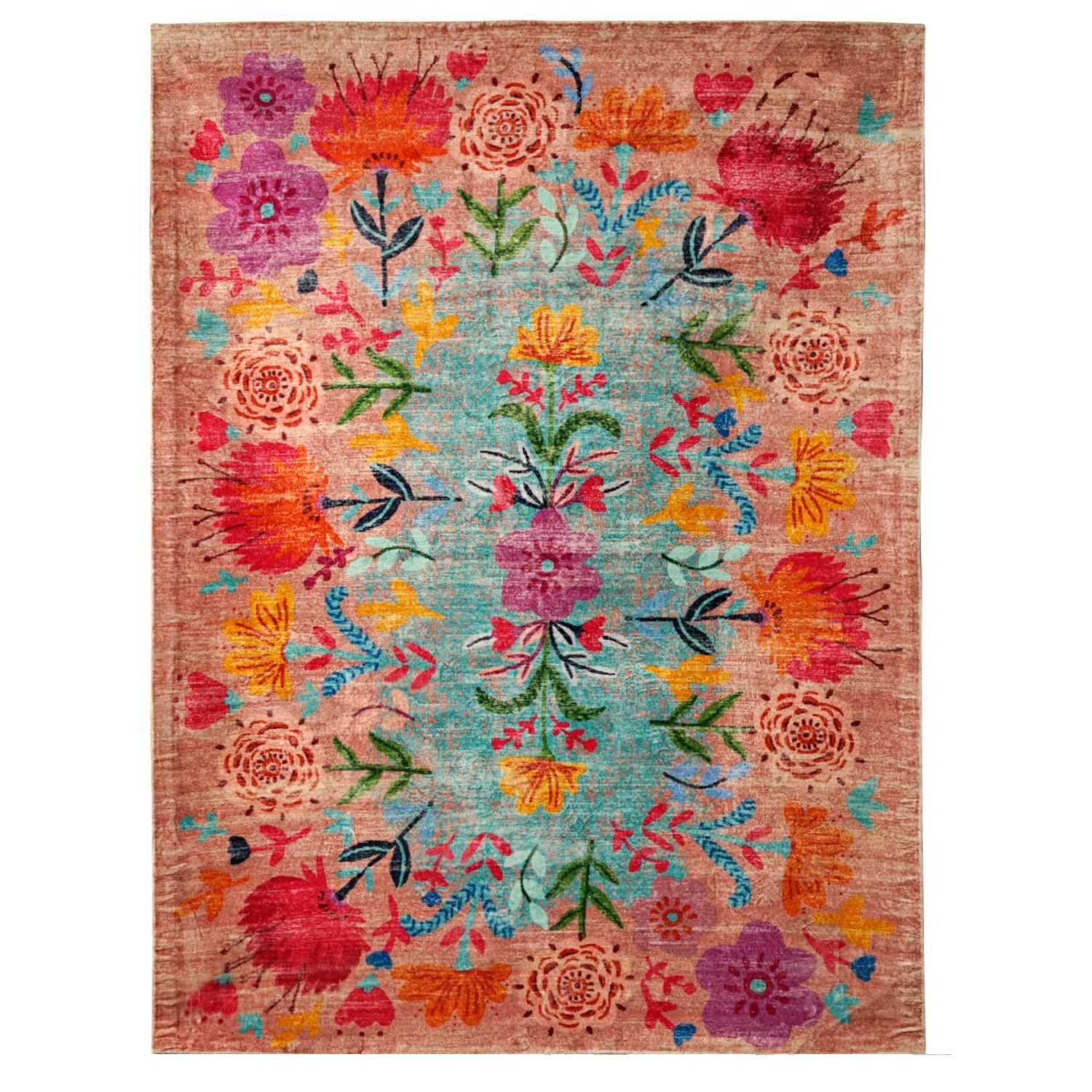 Vintagehaus Teppich Vintage Boho Teppich Blume 160 x 230 cm