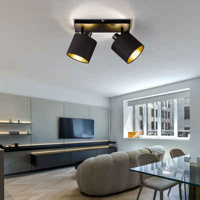 Reality Leuchten LED Deckenspot, Leuchtmittel nicht inklusive, Design Decken Strahler Lampe SCHWARZ GOLD Wohn