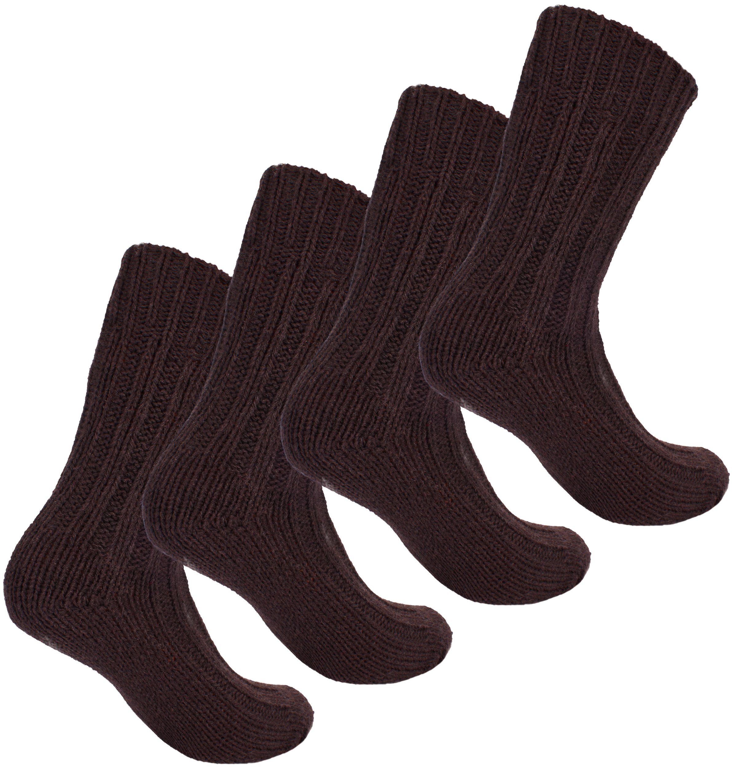 Warm Flauschig Herren Socken Damen Winter Stricksocken (2-Paar) Wintersocken Wollsocken und für mit BRUBAKER - Braun - und Thermosocken - Set Schafwolle
