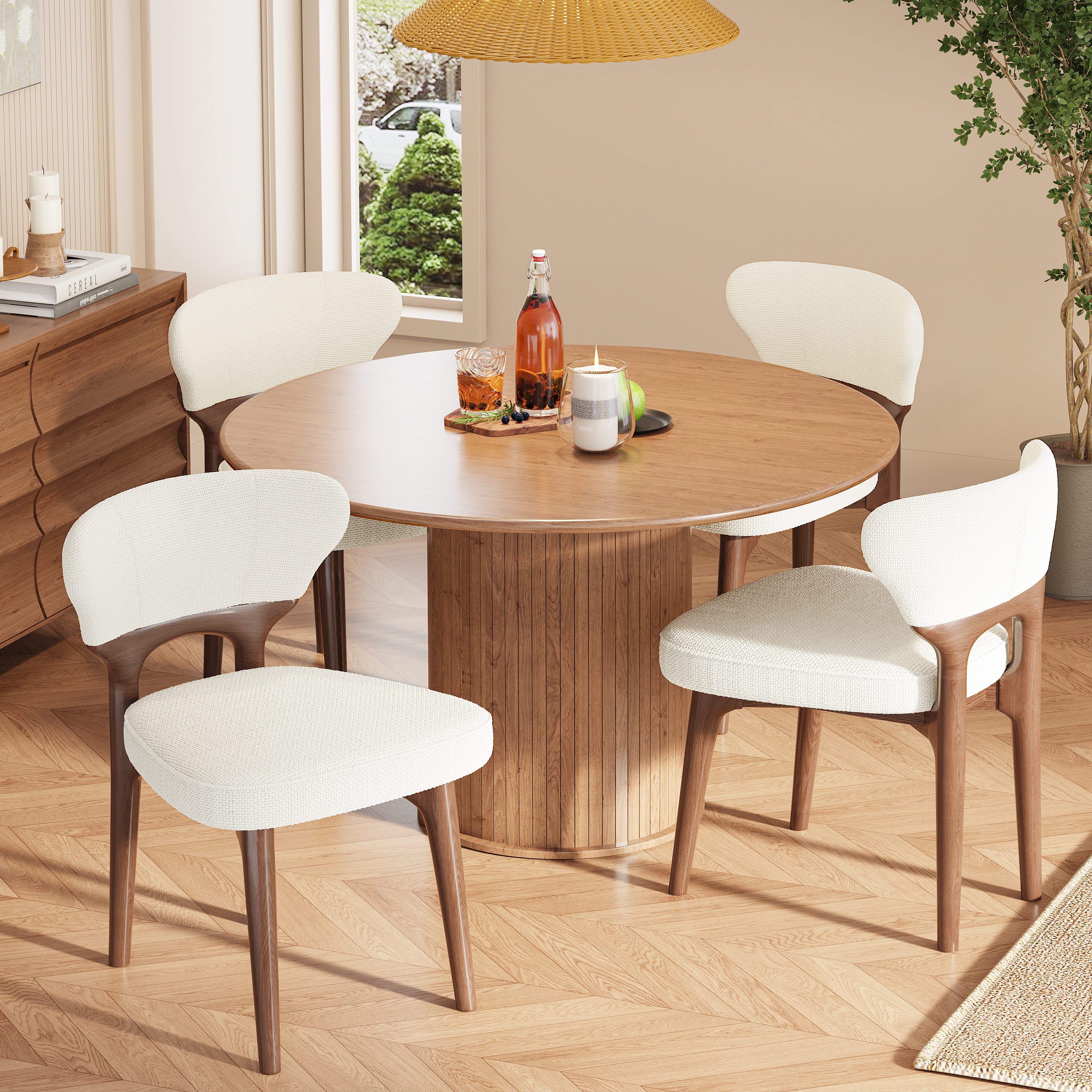 STILVORA Esszimmerstuhl 4-teiliges Relaxsessel für Esszimmer, Wohnzimmer, Massivholz Beinen (Chenille, gepolstert, 4 St), Holzrahmen, gepolstert, atmungsaktiv, bequem, stabil, ergonomisch