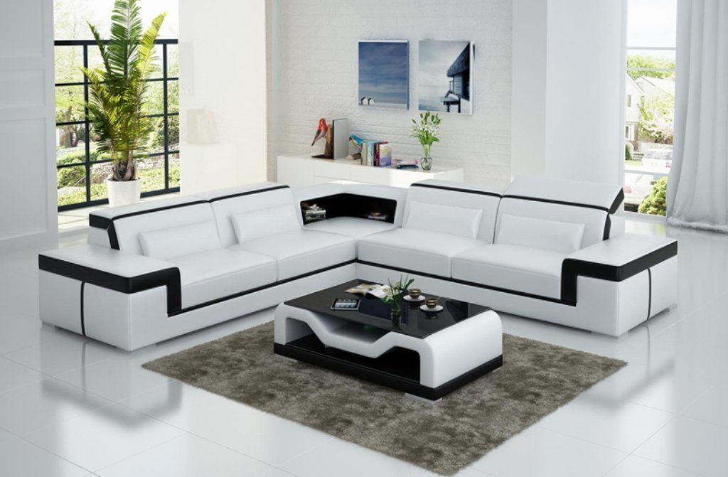 JVmoebel Ecksofa, Ecksofa Sofa Couch Polster Design Wohnlandschaft Eck Design Weiß