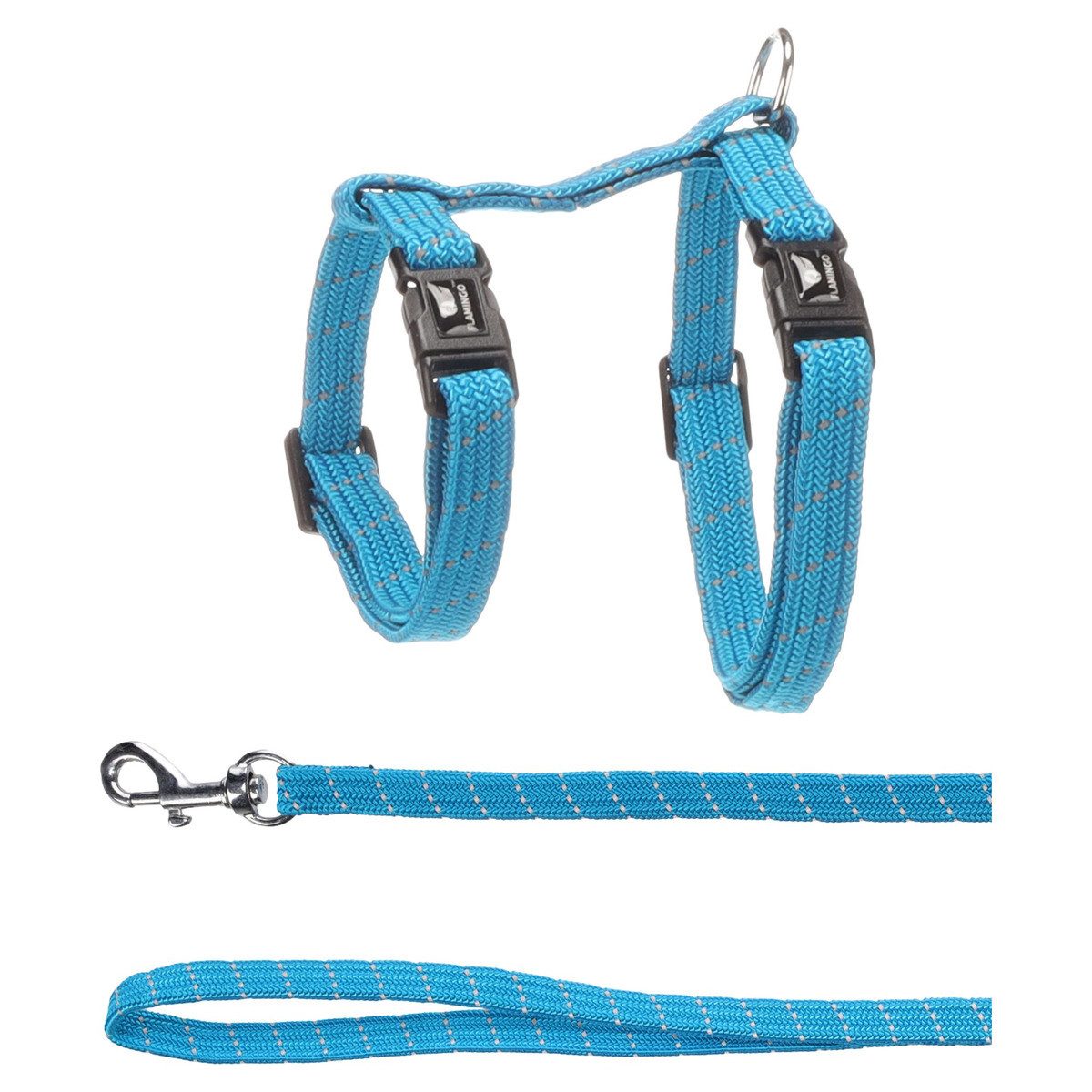 Flamingo Geschirr Kätzchen Geschirr mit Leine Elza blau