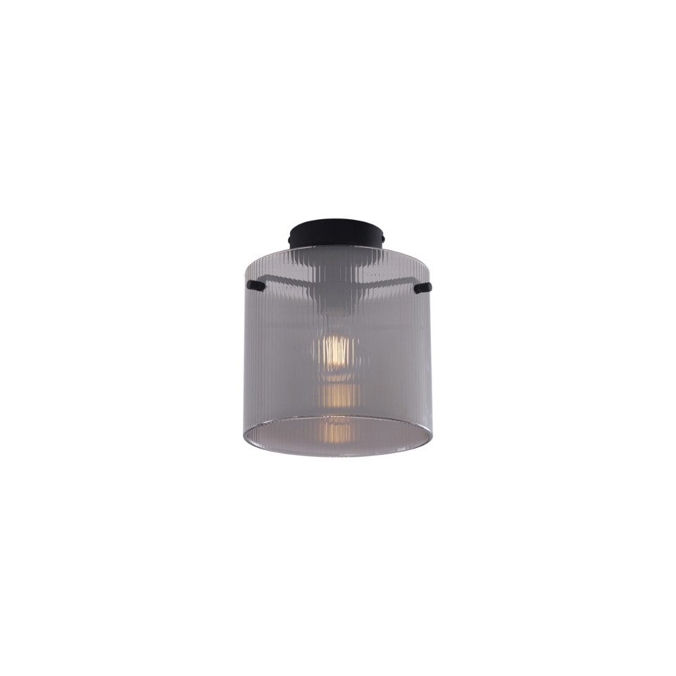 Qazqa Deckenleuchte Laura, ohne Leuchtmittel, E27, Schwarz, Art Deco, Metall, 1-flammig