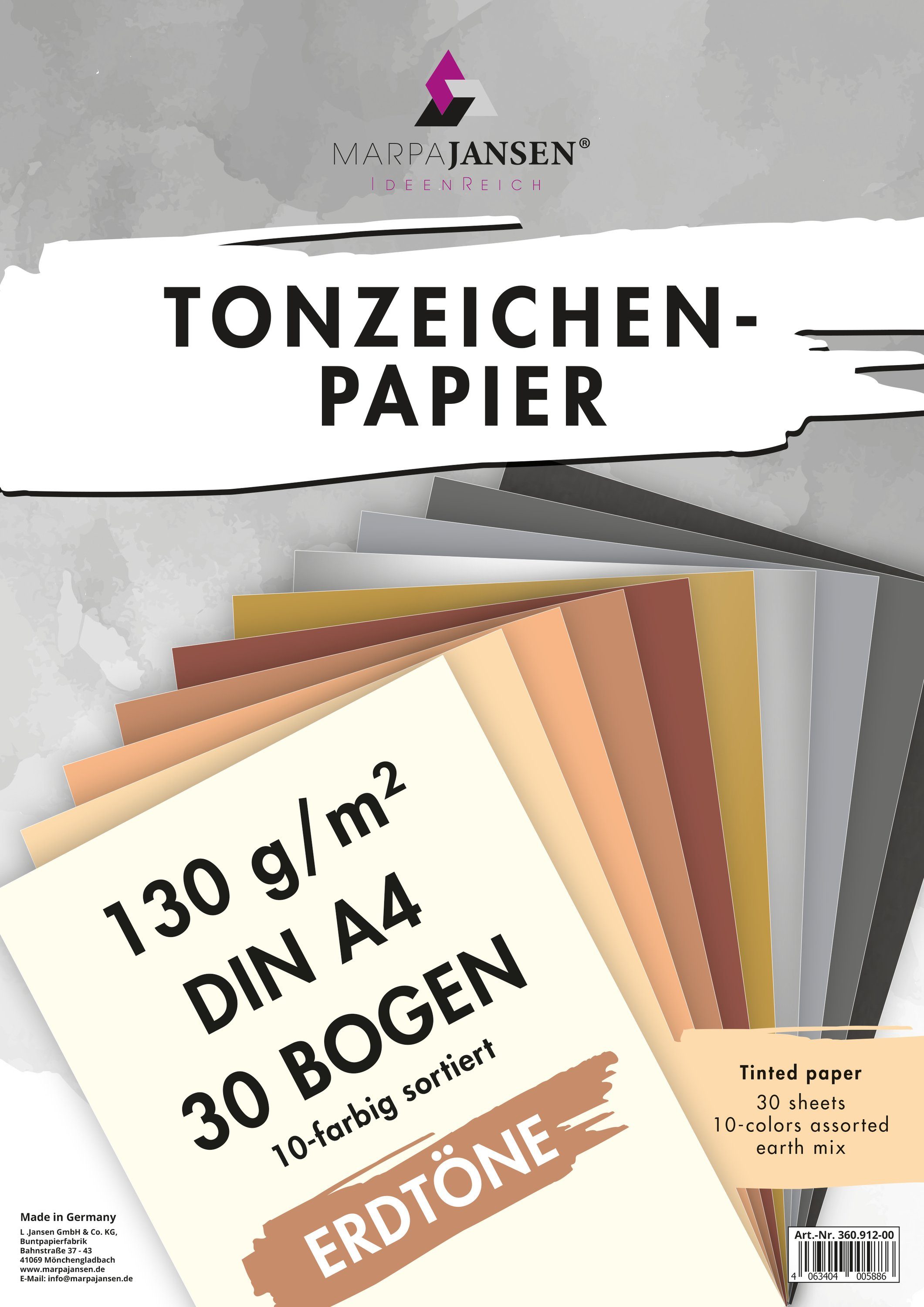 MarpaJansen Papierkarton Tonpapier Erdtöne, DIN A4, 30 Blatt