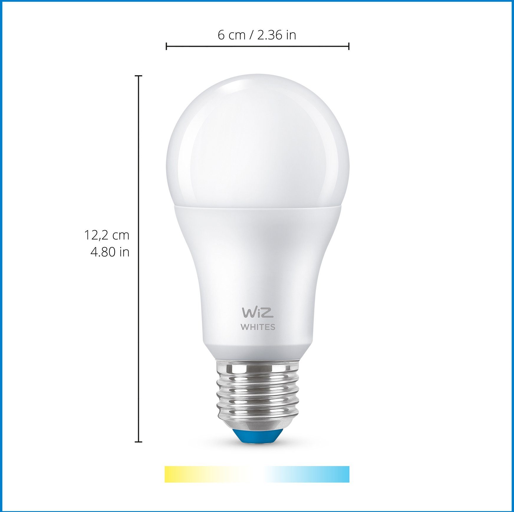 WiZ Standardform 60W Tunable E27 matt Neutralweiß LED-Leuchtmittel Doppelpack, White E27,