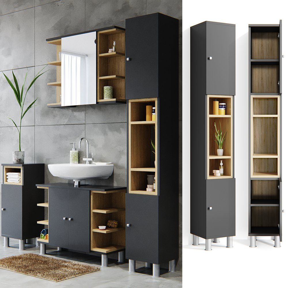 Vicco Hochschrank Aquis, Anthrazit/Sonoma, 30 x günstig online kaufen