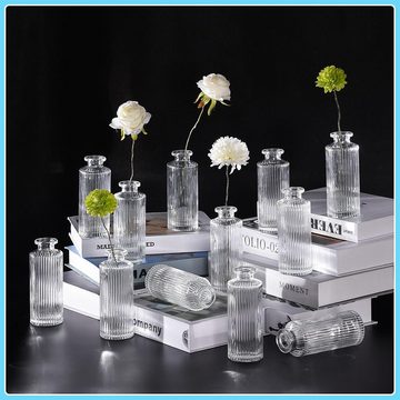 HIBNOPN Dekovase 5 Stück Knospe Wases, Glasflasche Vasen klar kleine Vasen (5 St)