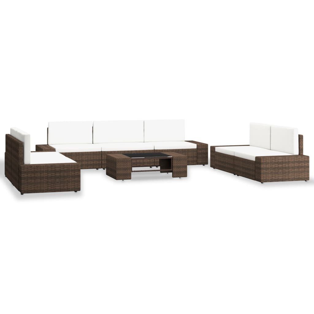 Poly 8-tlg. Braun, Gartenlounge-Set (8-tlg) vidaXL Rattan Garten-Lounge-Set