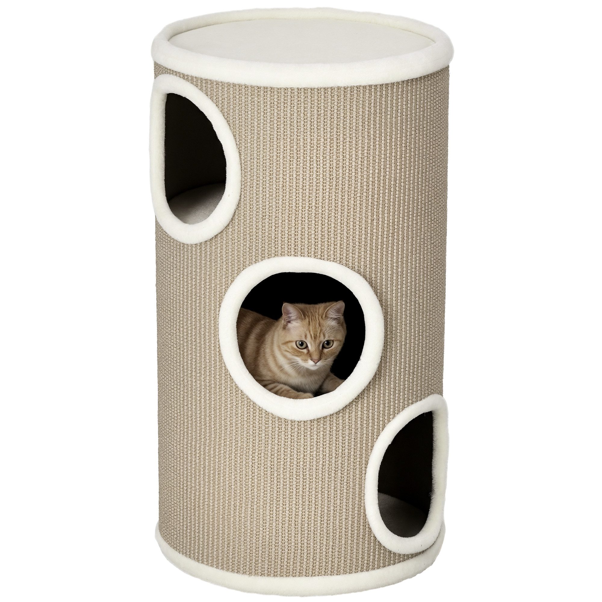 PawHut Kratztonne Katzentonne mit Plüschrand, Katzenhöhle für kleine Katzen, (Katzenmöbel, 1-tlg., Kratzturm), für Katzen mit einem Gewicht von unter 5 kg – Bild 2 von 5