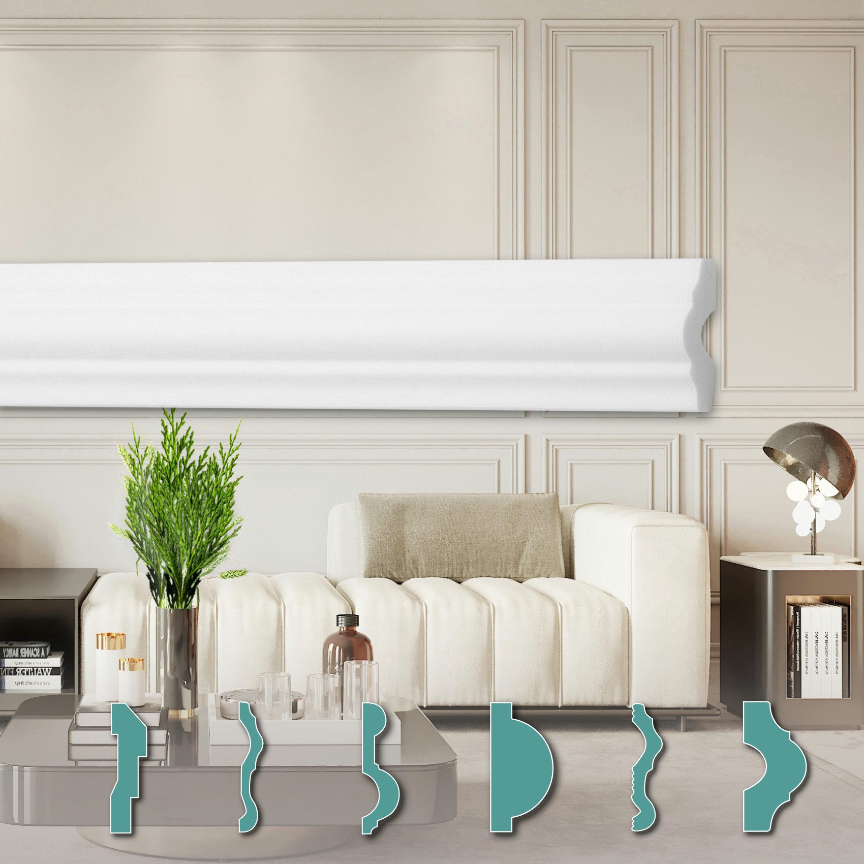 Hexim Zierleiste FG2, 50 Meter / 25 Leisten, Wandleisten modern XPS Styropo günstig online kaufen