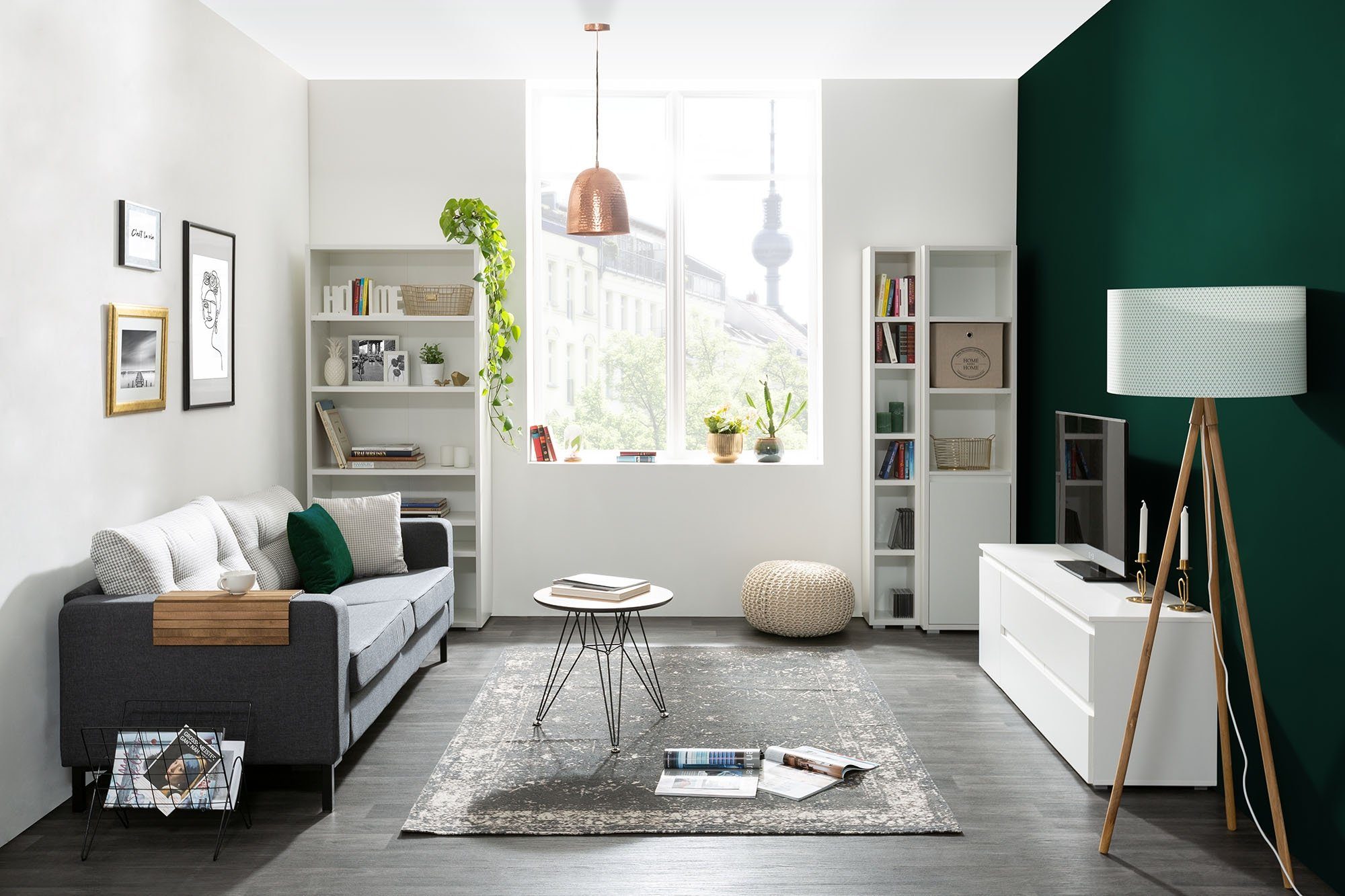 Newroom Standregal Nikita, Regal Weiß Raumteiler Bücherregal Wohnzimmer mod günstig online kaufen