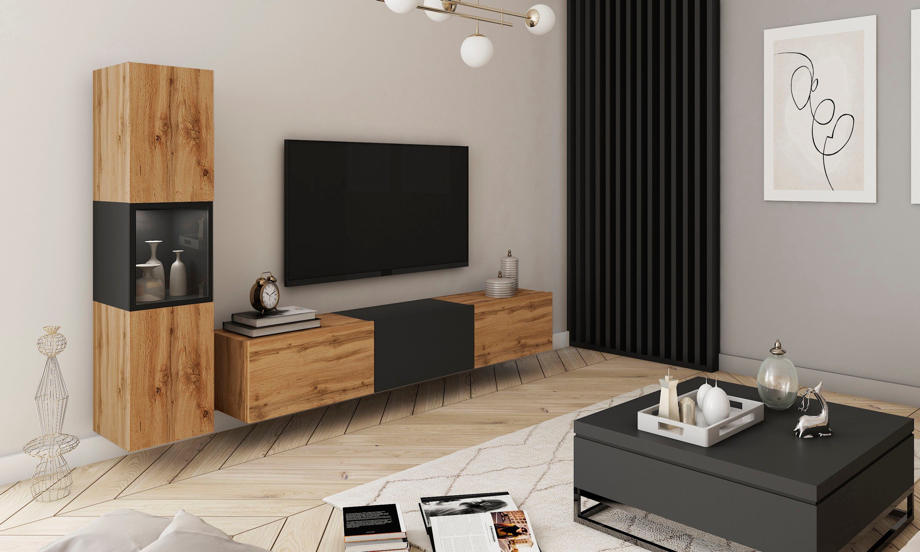 INOSIGN Wohnwand BERLIN I, Vitrine Türschlag links/rechts wechselbar, (Komp günstig online kaufen