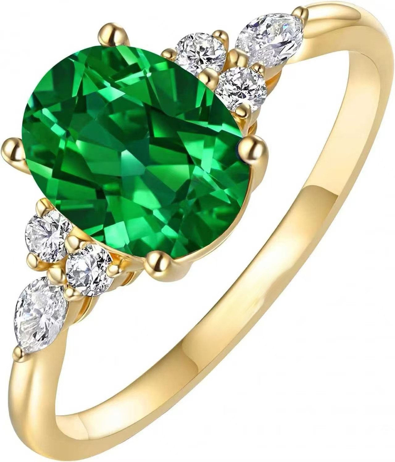 Diamantring 2ct Edelsteinring, ring mit grünem stein,ring gold damen 585 echtgold