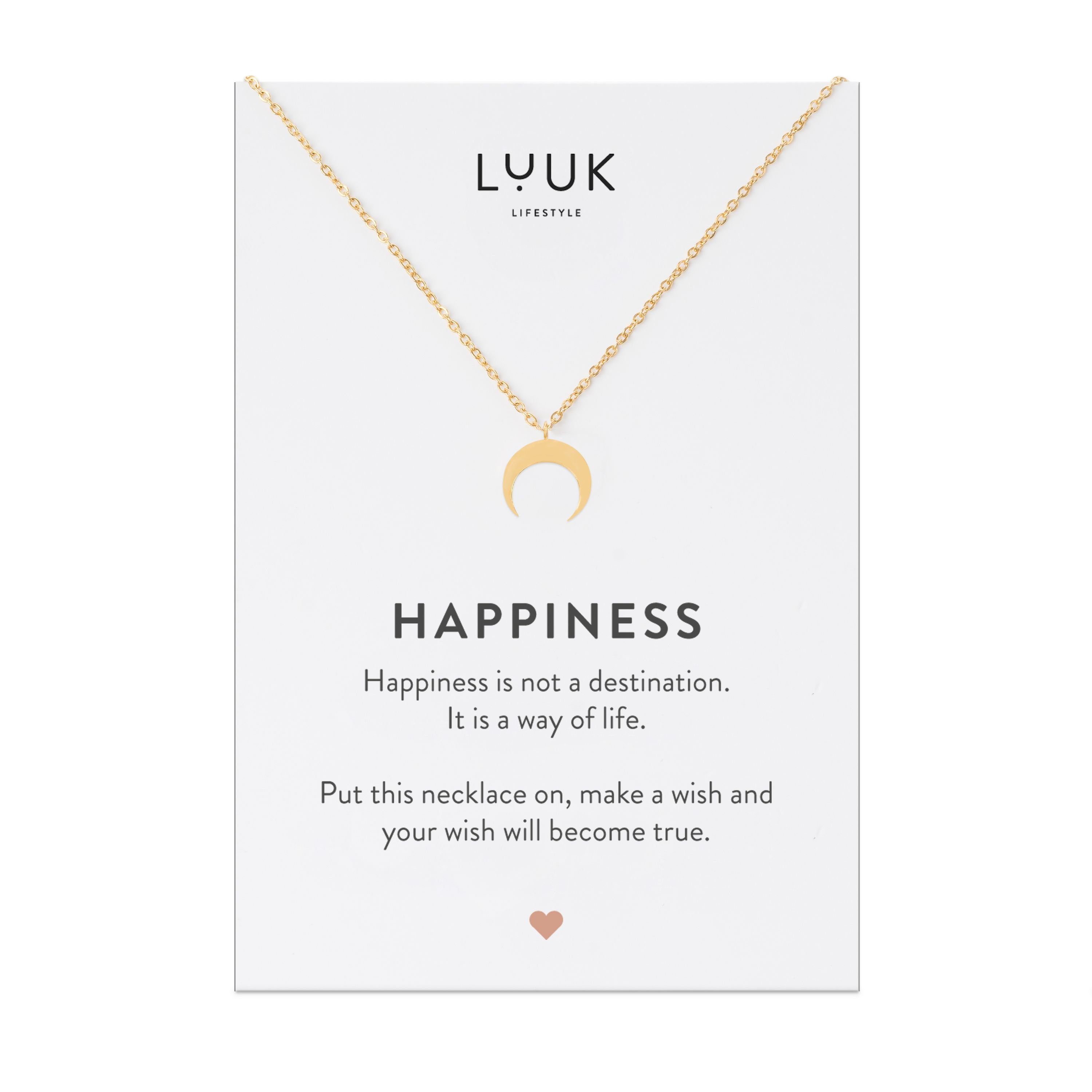 LUUK LIFESTYLE Kette mit Anhänger Halbmond, elegantes Design mit Mond Anhänger Gold