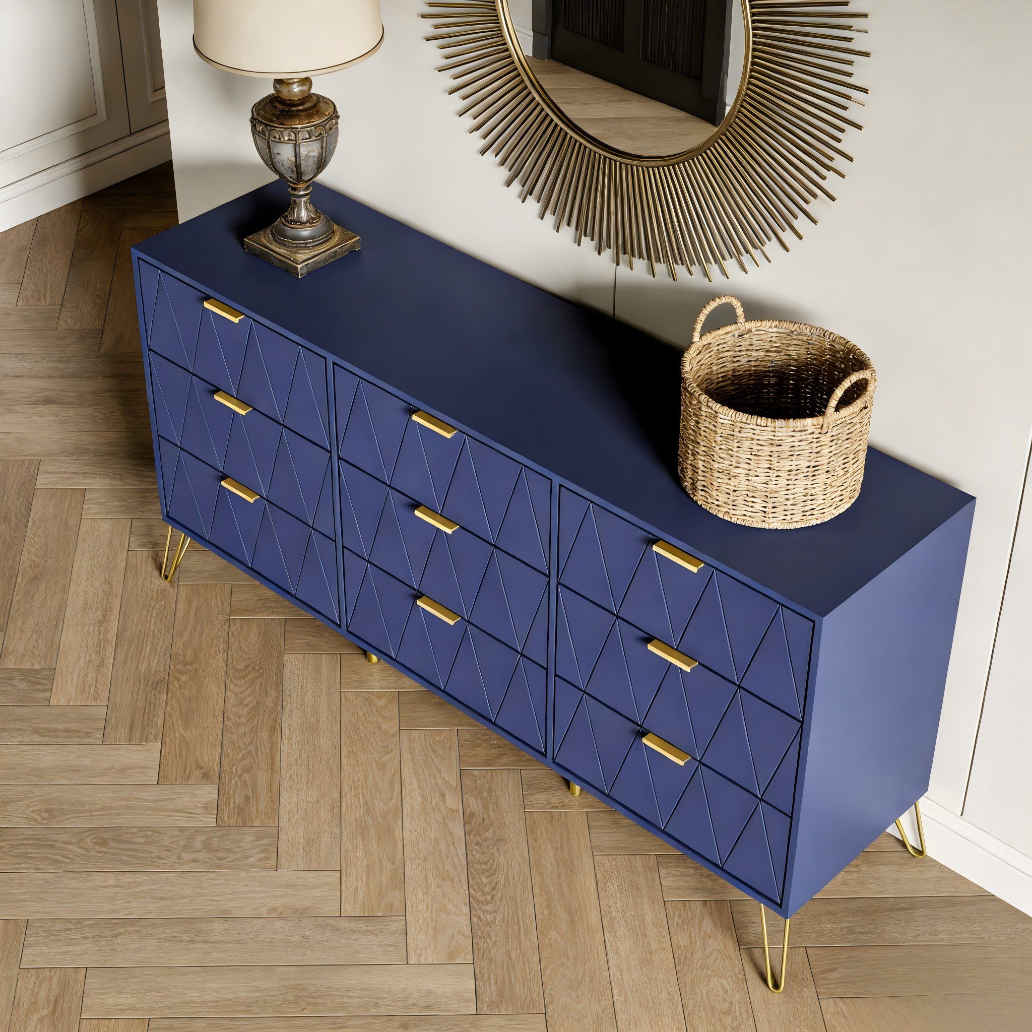 UEV Kommode modern Sideboard schmal Mehrzweckschrank für Kleidung Dokumente (Packung, Schubladenschrank mit Kippsicherung für Wohnzimmer Schlafzimmer Flur), TV  – Bild 4 von 5