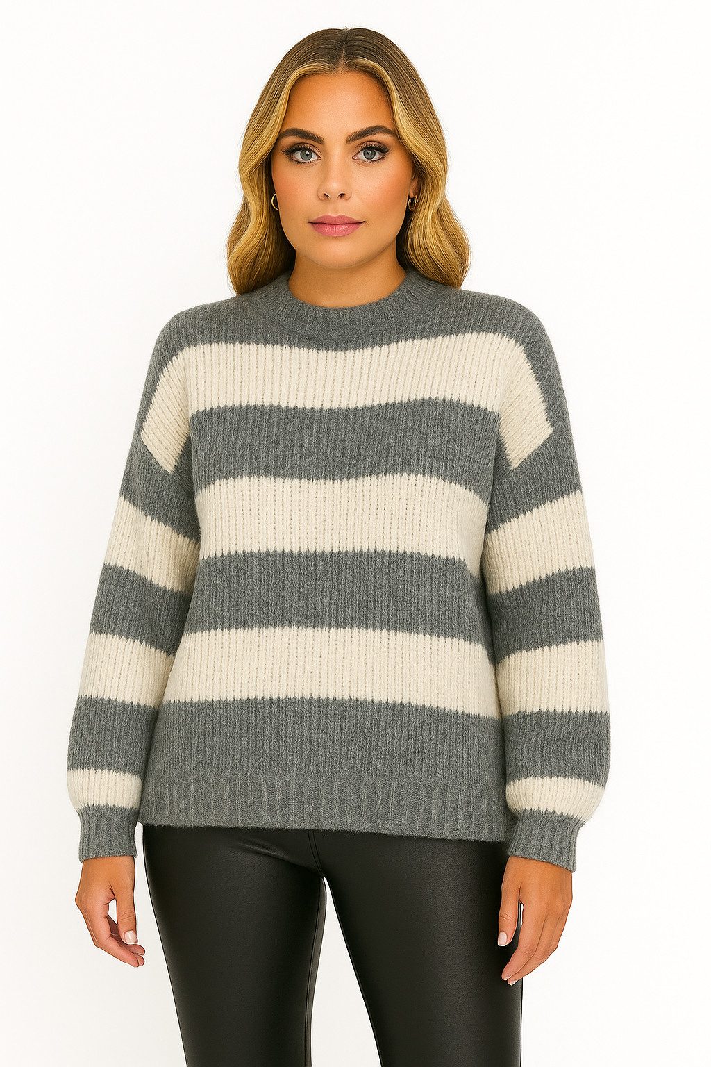 Worldclassca Вязаные свитера WORLDCLASSCA Damen Oversize Вязаные свитера Gestreift Streifen Sweat Neue Kollektion - Stilvolle und gemütliche Strickmode für Damen