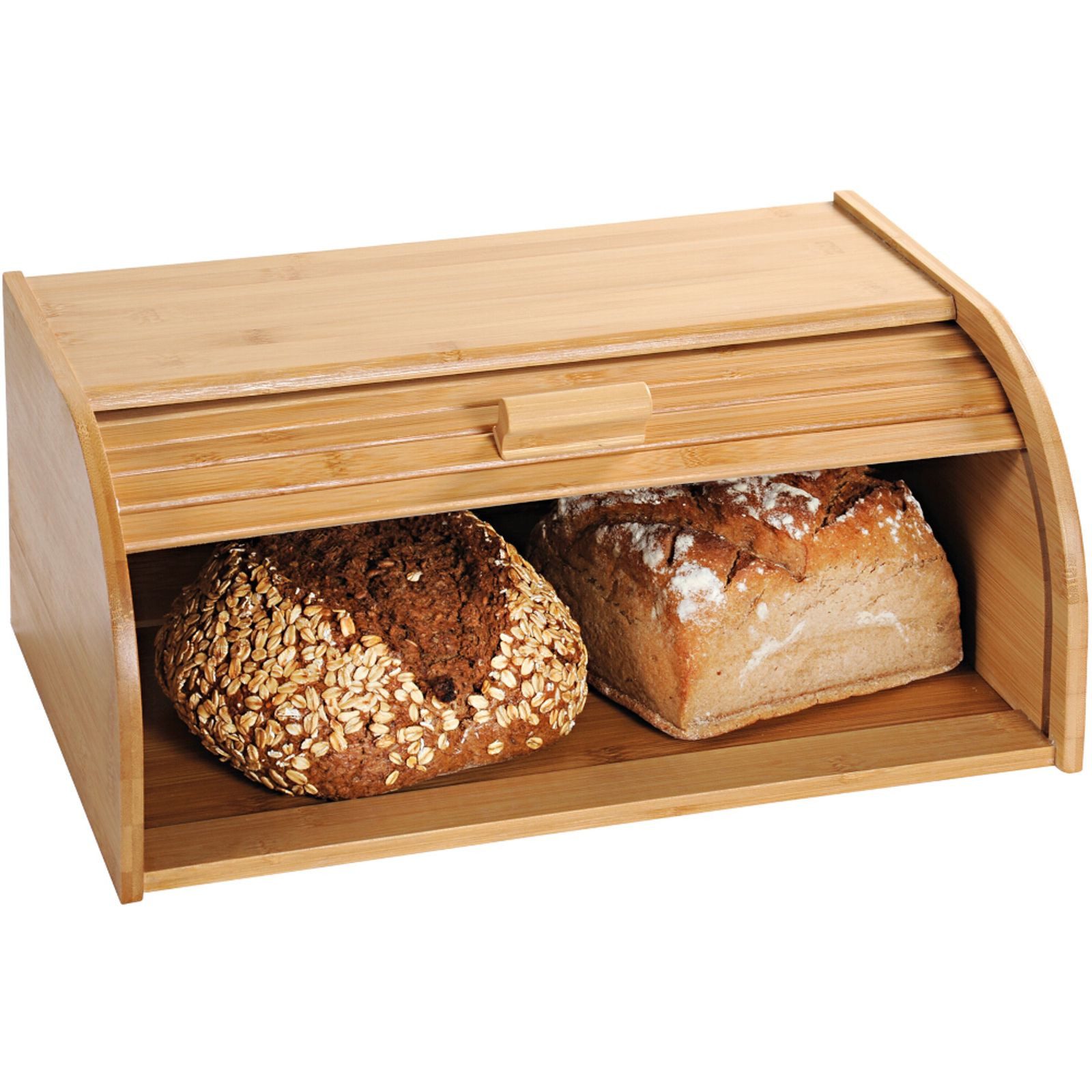 Kesper Brotkorb Brotkasten Bambus 40 x 27 x 16,9 cm mit beweglicher Rollklappe, Kunststoff