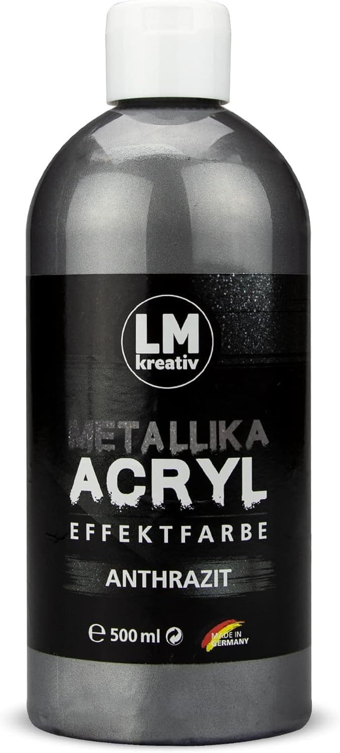 LM-Kreativ Bastelfarbe Metallika Metallic-Acrylfarbe 500 ml, hochpigmentiert, glänzend, kratzfest, wischfest, wetterfest